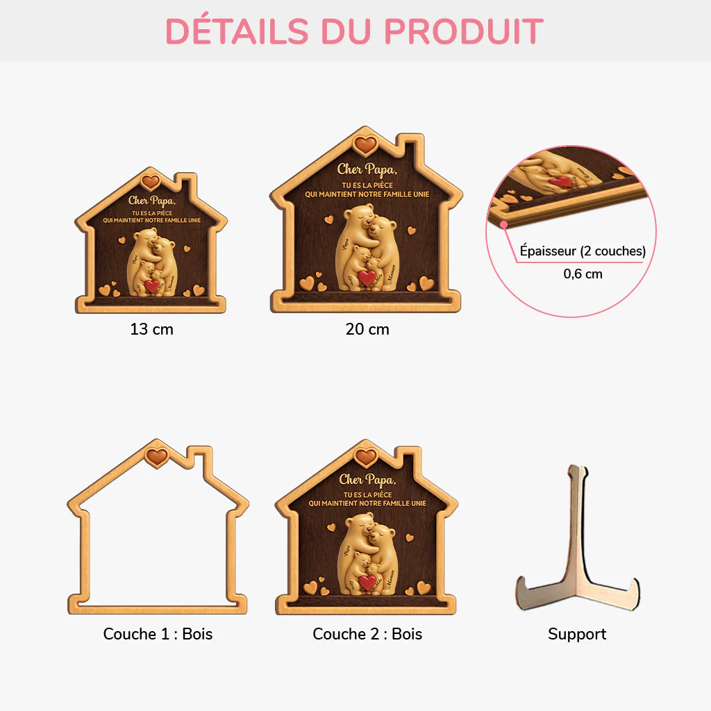 Plaque En Bois Personnalisable | Maman Papa La Pièce Qui Nous Unit - Image 3