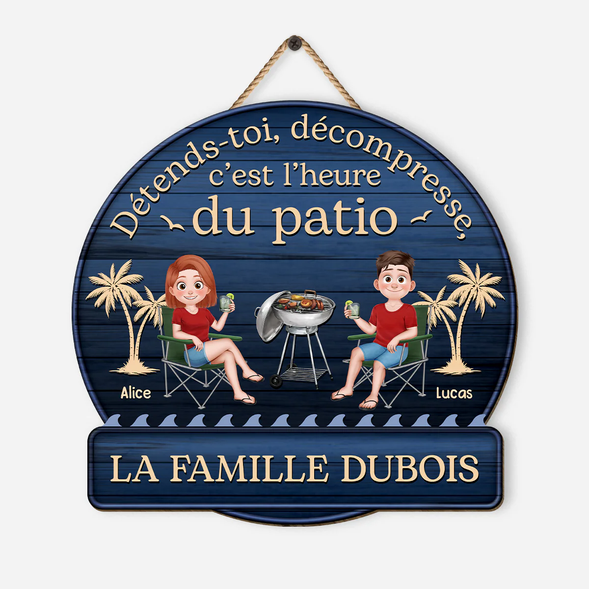 Plaque Bois Personnalisée Pour Famille Et Couple - Détends-toi Et Décompress