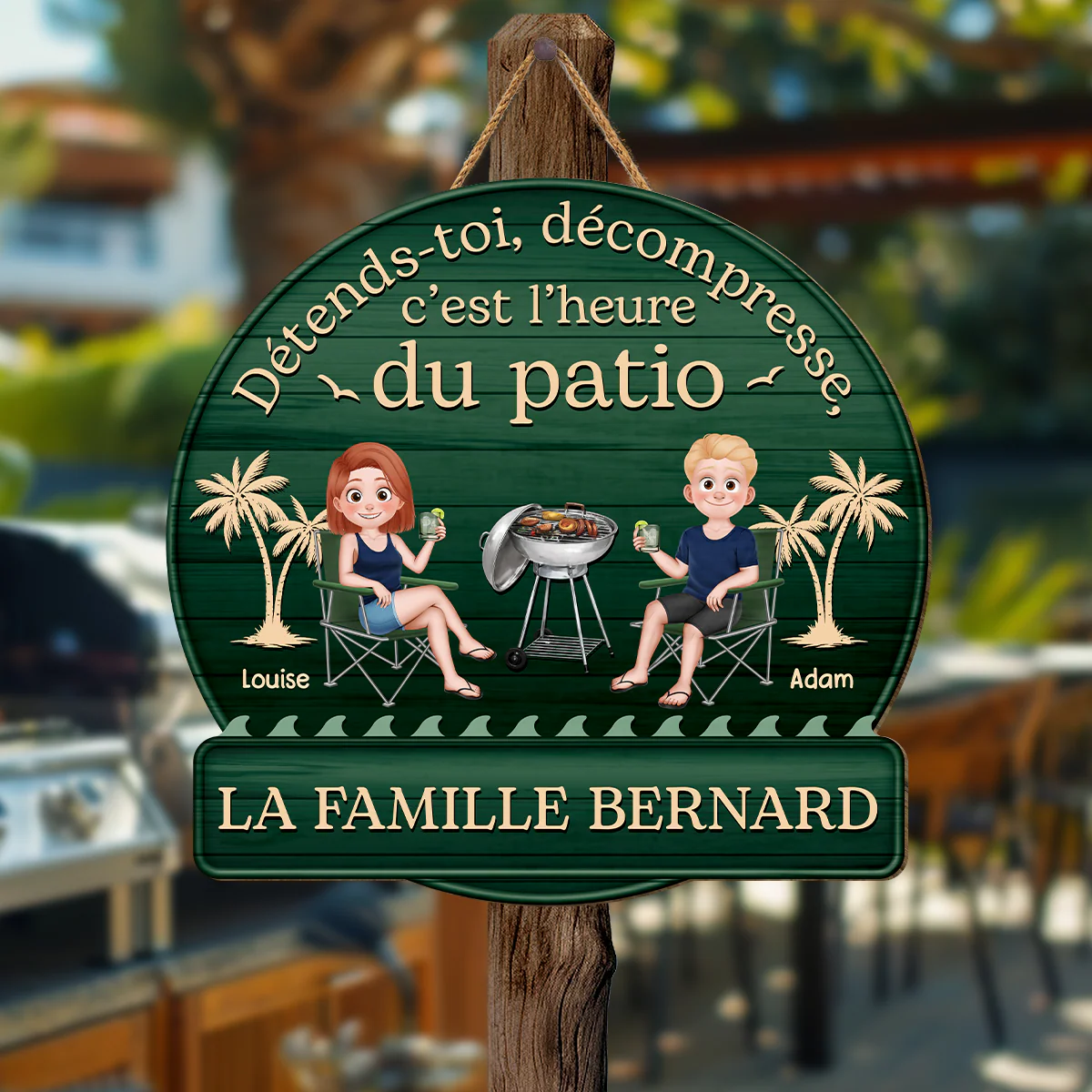 Plaque Bois Personnalisée Pour Famille Et Couple - Détends-toi Et Décompress - Image 2