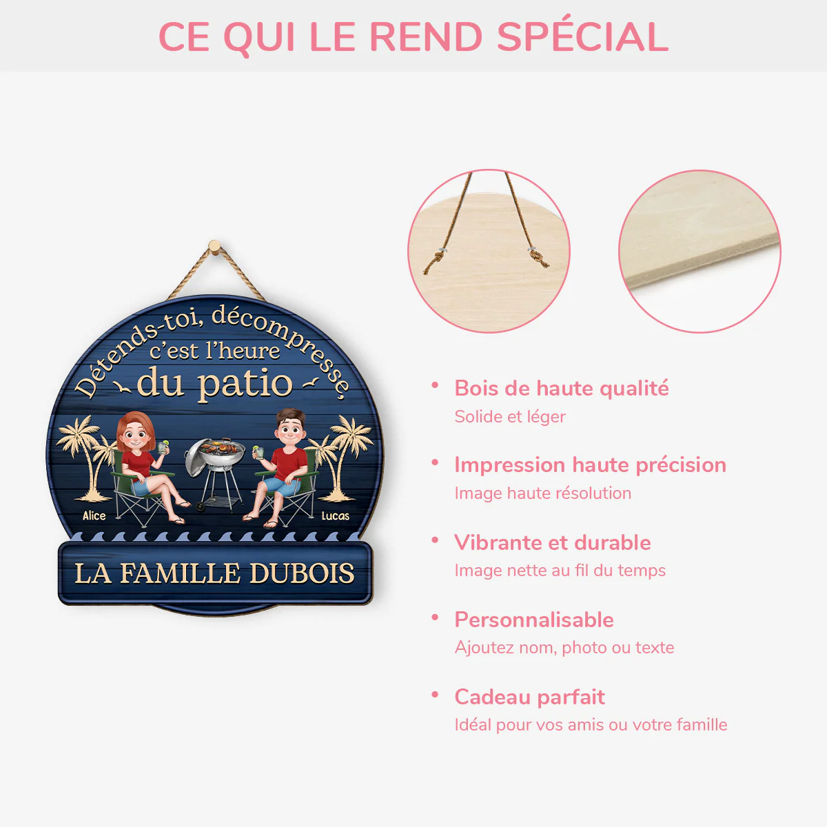 Plaque Bois Personnalisée Pour Famille Et Couple - Détends-toi Et Décompress - Image 4