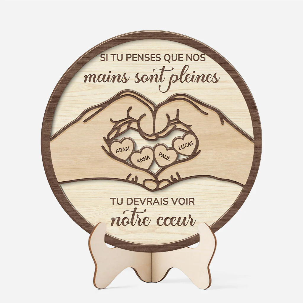 Plaque Bois Personnalisée - Voir Le Cœur De Maman Papa