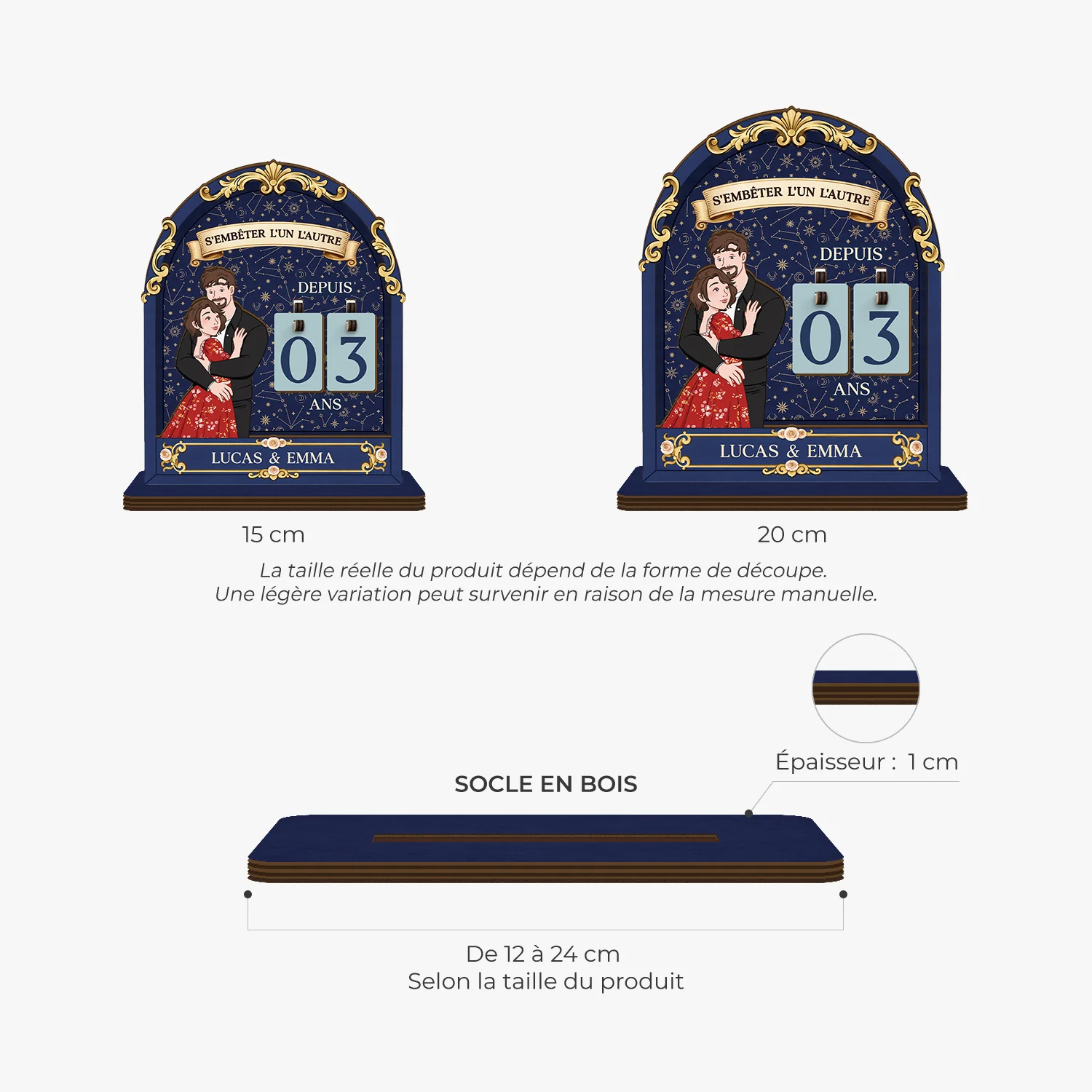 Plaque Compteur En Bois Personnalisé Pour Couple - S'embêter L'un L'autre Depuis - Image 3