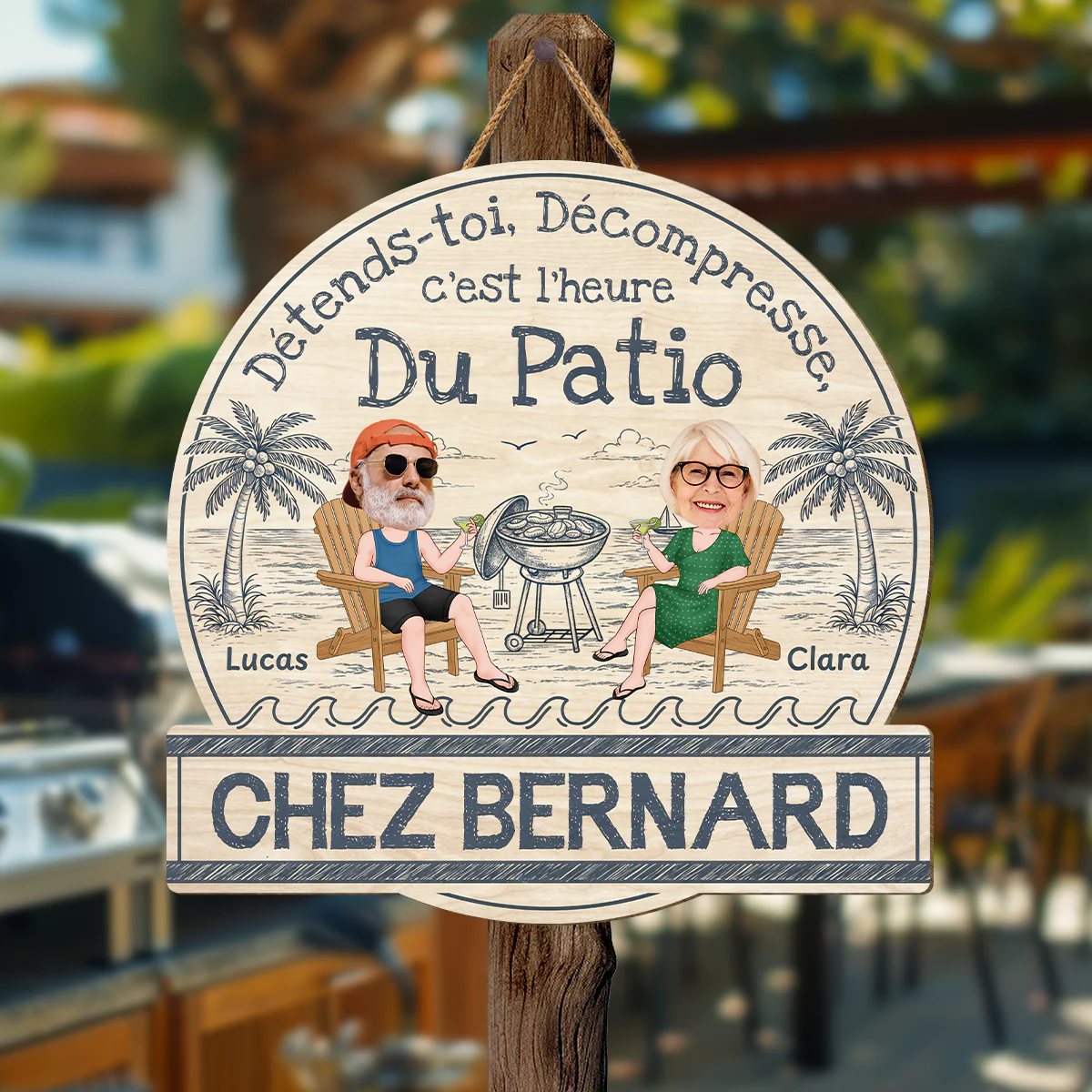 Plaque De Porte Bois Personnalisée Pour Été - Détends-toi - Cadeau Plage Pour Couple - Image 2