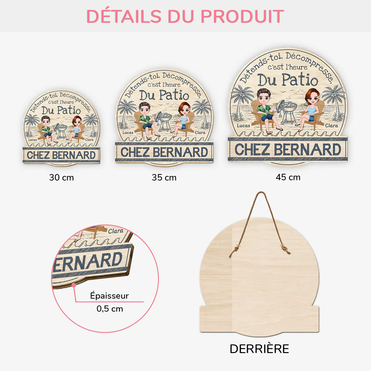 Plaque De Porte Bois Personnalisée Pour Été - Détends-toi - Cadeau Plage Pour Couple - Image 3