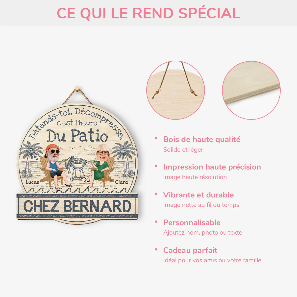 Plaque De Porte Bois Personnalisée Pour Été - Détends-toi - Cadeau Plage Pour Couple - Image 4
