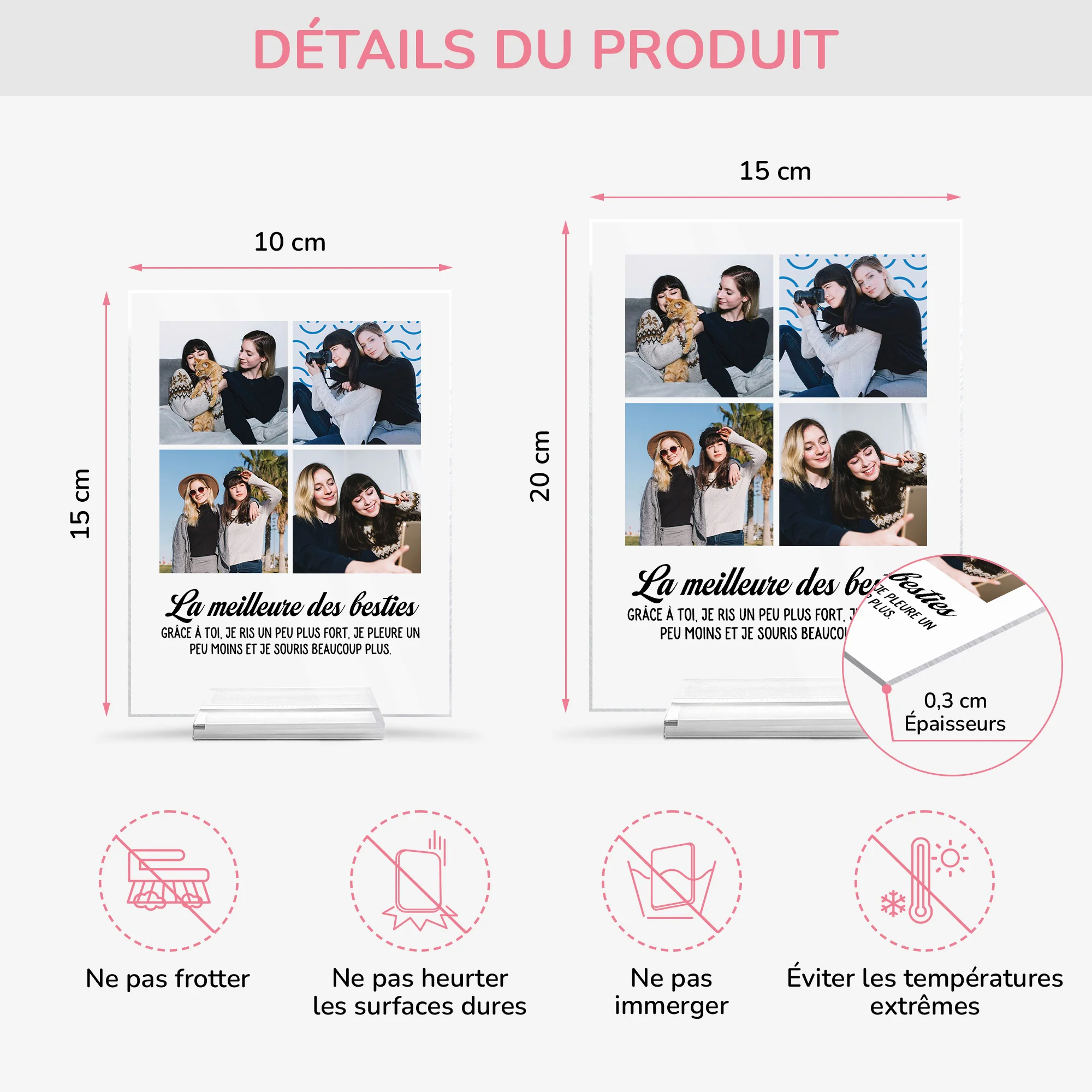 Plaque En Acrylique Personnalisée Photo Avec Support - La Meilleure Des Besties - Image 4