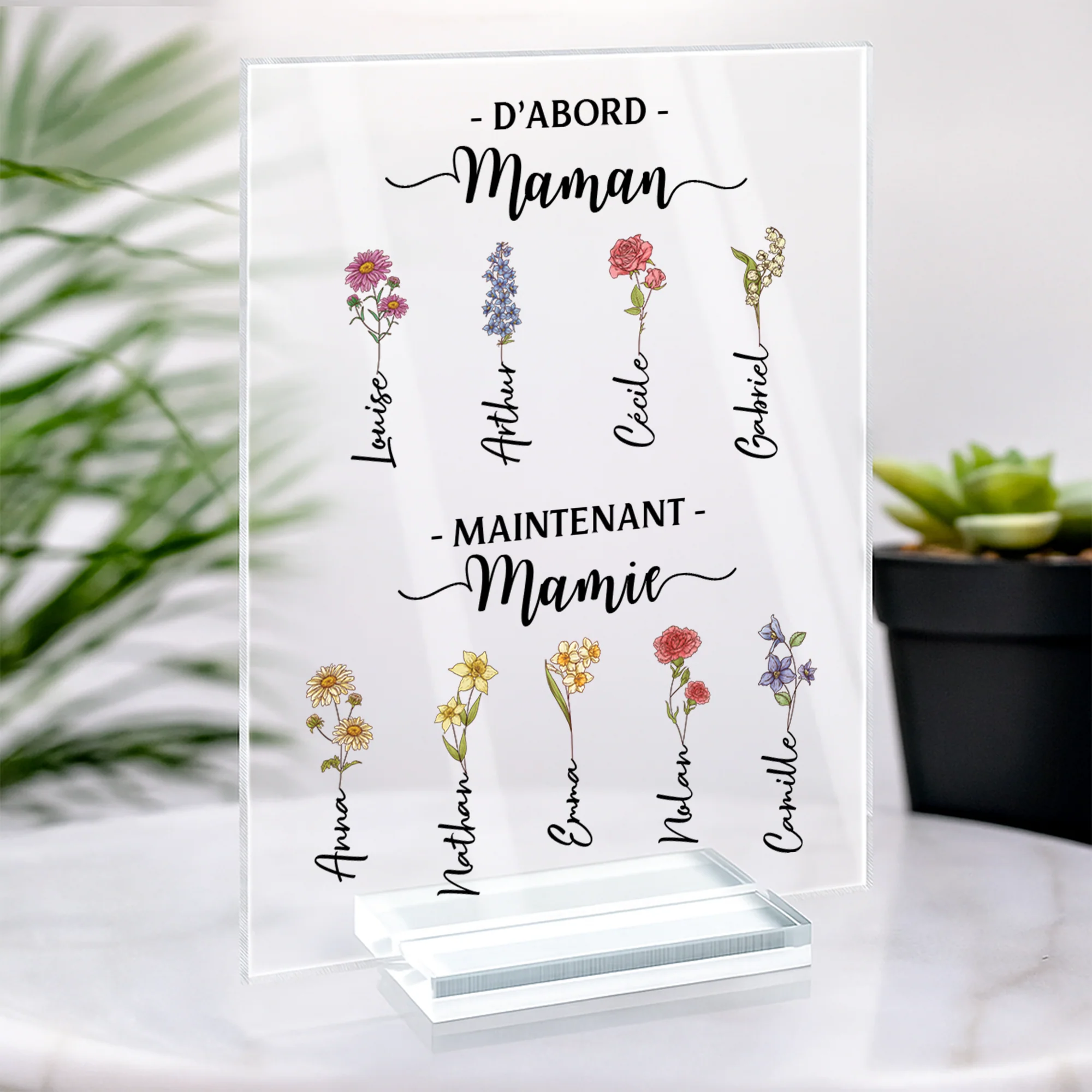 Plaque En Acrylique Personnalisée Avec Support - D'abord Maman Maintenant Mamie - Image 2