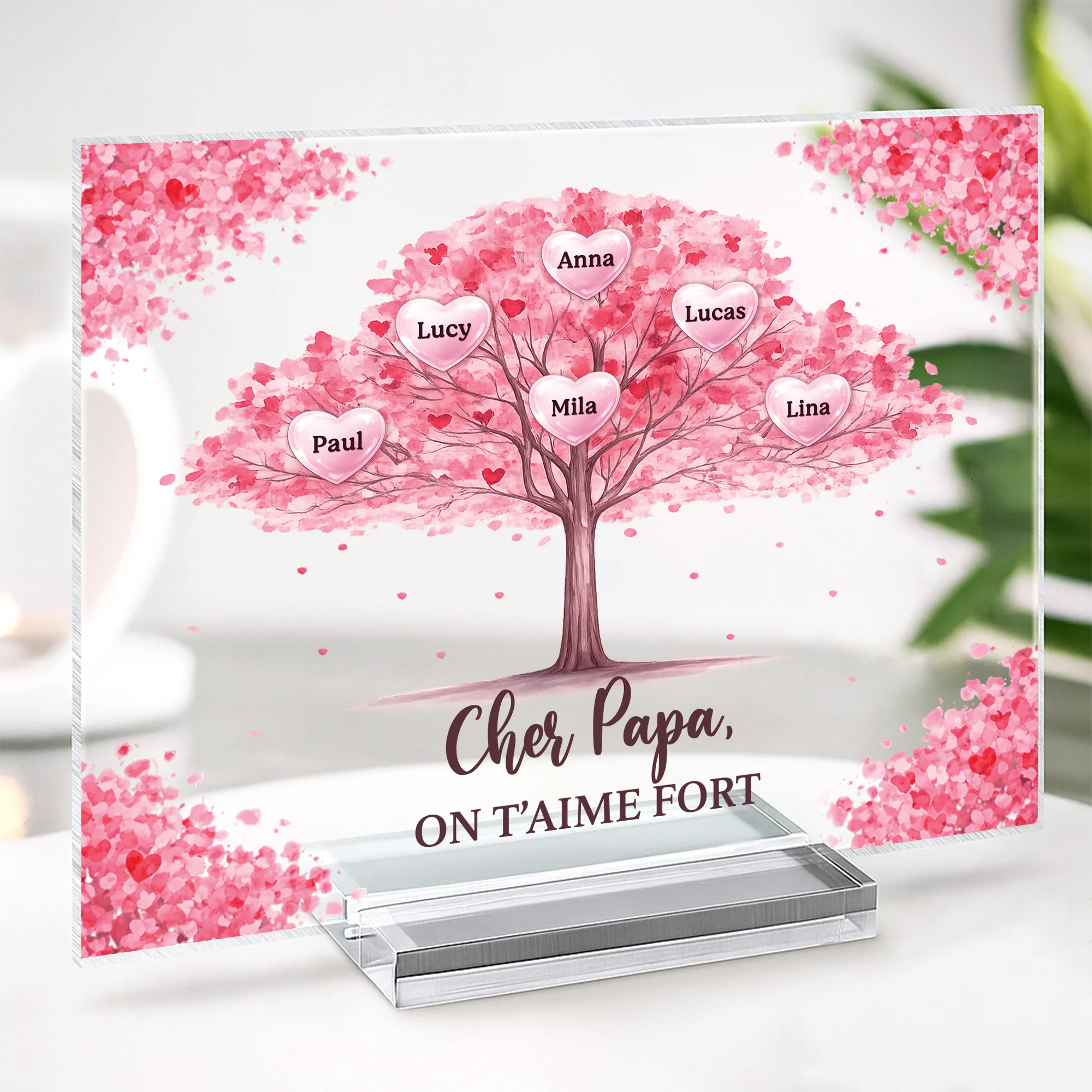 Plaque En Acrylique Personnalisée Avec Support - Maman Papa On T’aime Fort - Image 2
