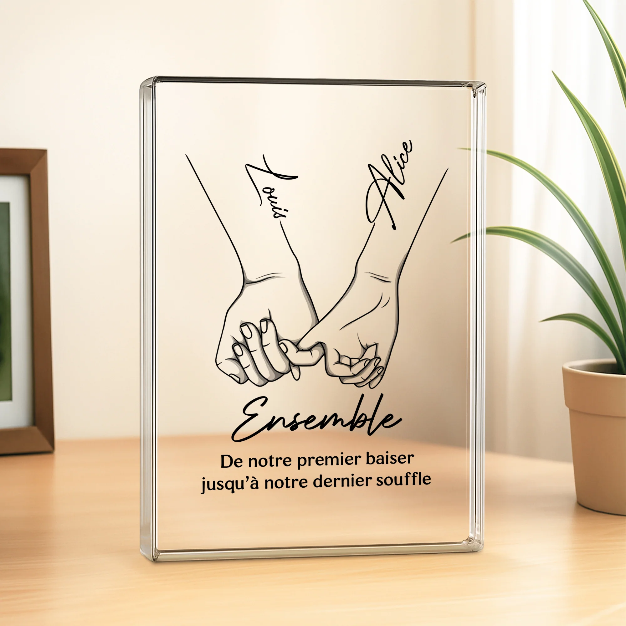 Plaque En Acrylique Rectangulaire Personnalisée - Couple Ensemble - Image 2