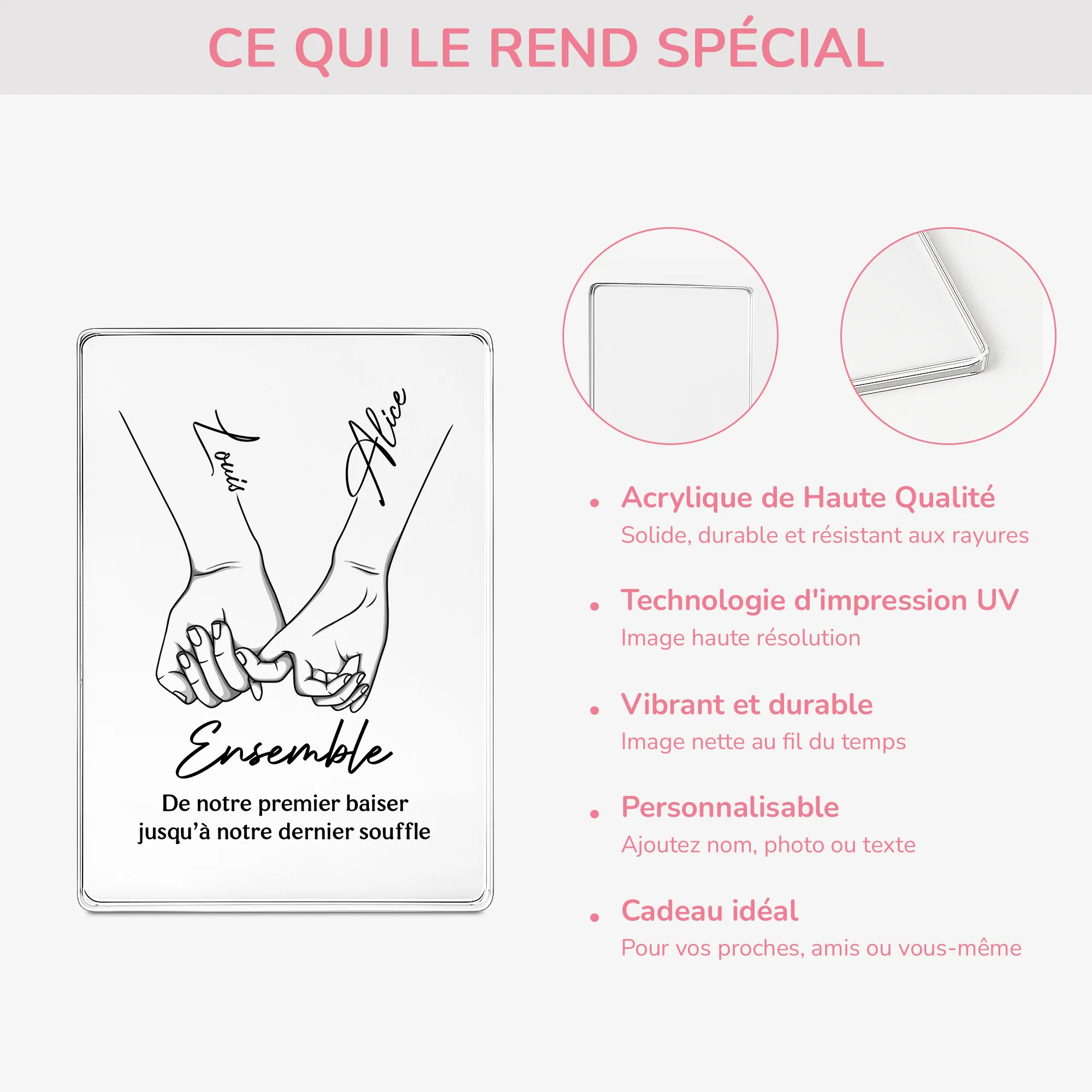 Plaque En Acrylique Rectangulaire Personnalisée - Couple Ensemble - Image 4
