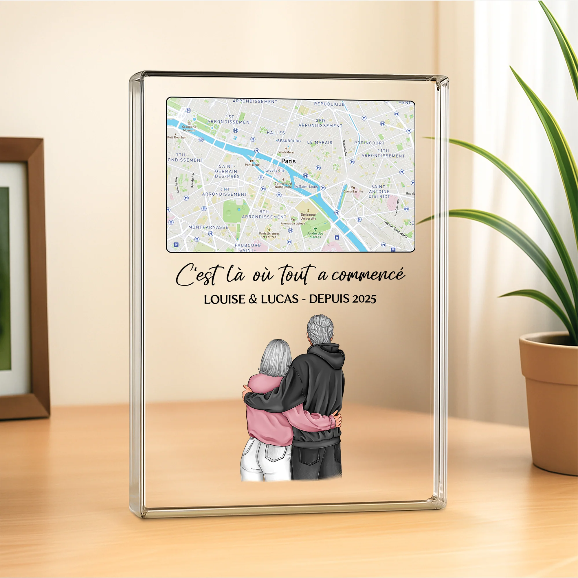 Plaque En Acrylique Rectangulaire Personnalisée Couple - Là Où Tout A Commencé - Image 2