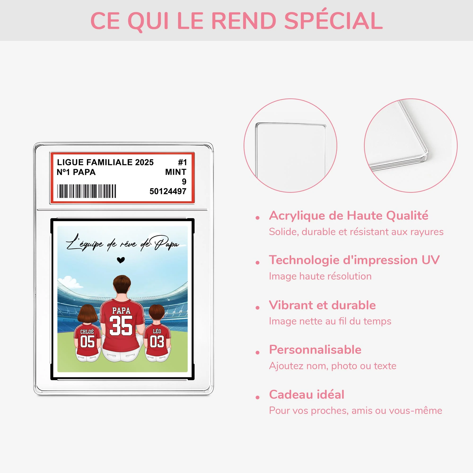 Plaque En Acrylique Personnalisée Rectangulaire - L’équipe De Rêve De Papa - Image 4
