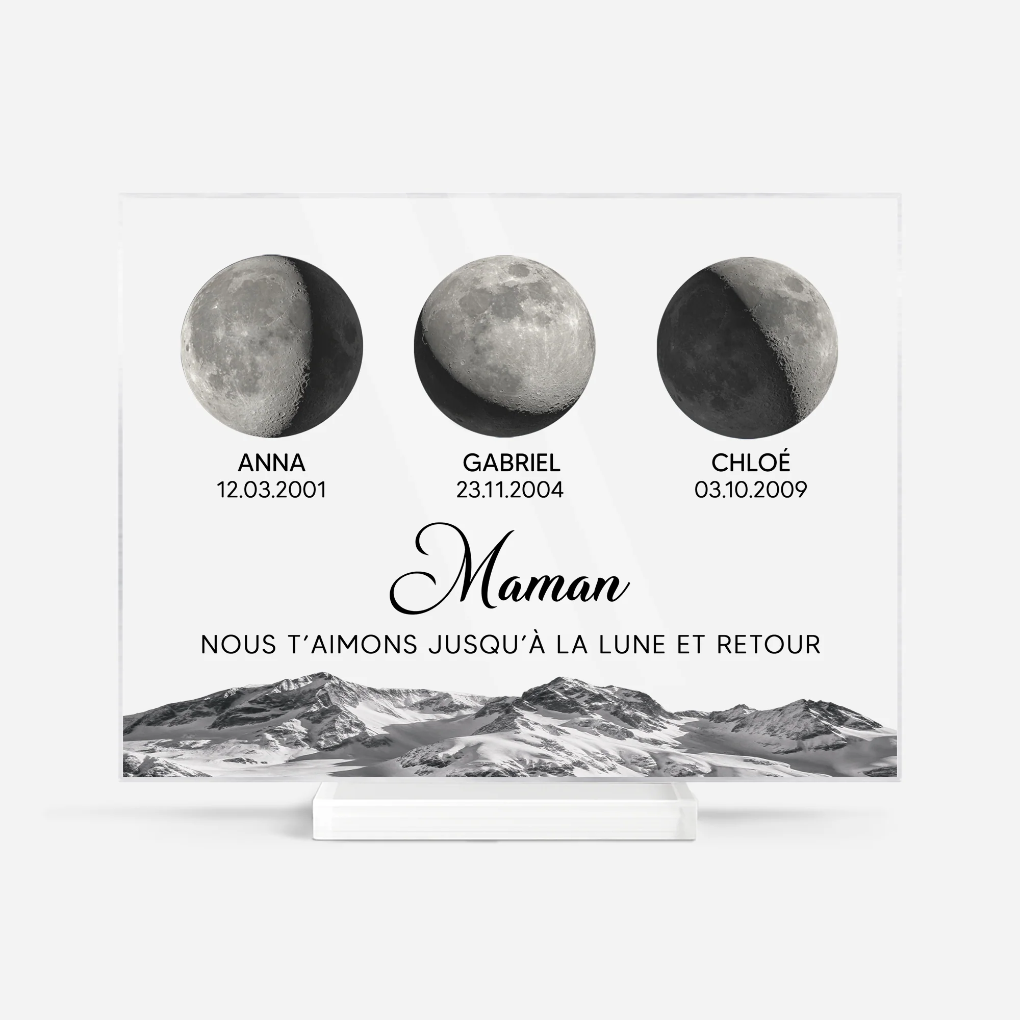 Plaque En Acrylique Personnalisée Maman - Jusqu’à La Lune Et Retour - Version Cycle Lunaire