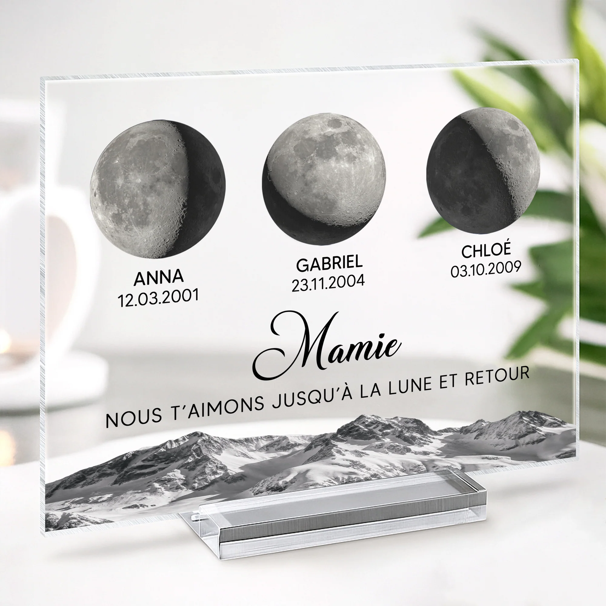 Plaque En Acrylique Personnalisée Maman - Jusqu’à La Lune Et Retour - Version Cycle Lunaire - Image 2