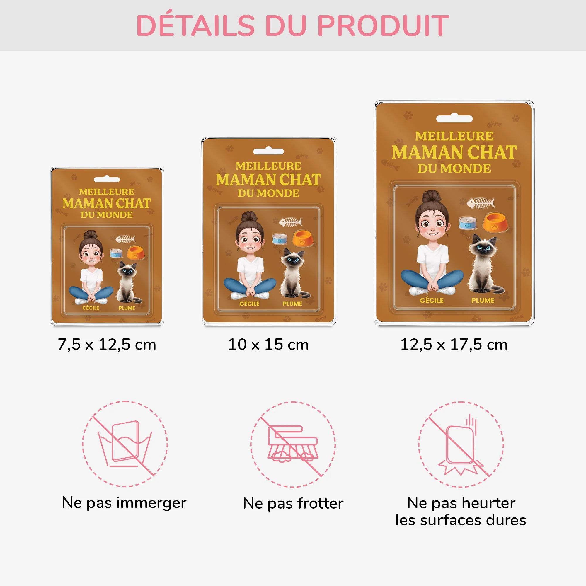Plaque En Acrylique Personnalisée Rectangulaire - Meilleur Maman Chat du Monde - Image 3