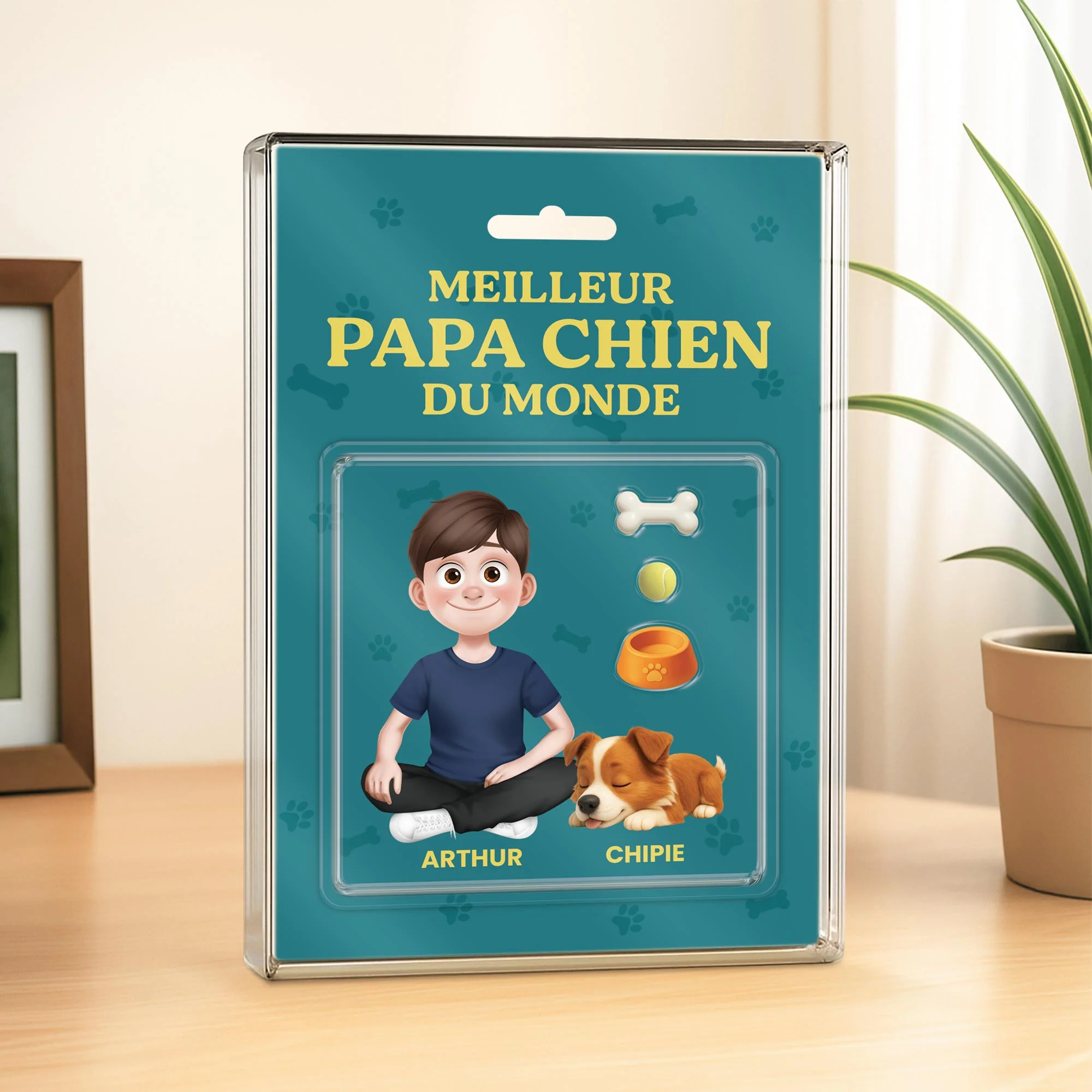 Plaque En Acrylique Rectangulaire  Personnalisée - Meilleur Papa Chien du Monde - Image 2