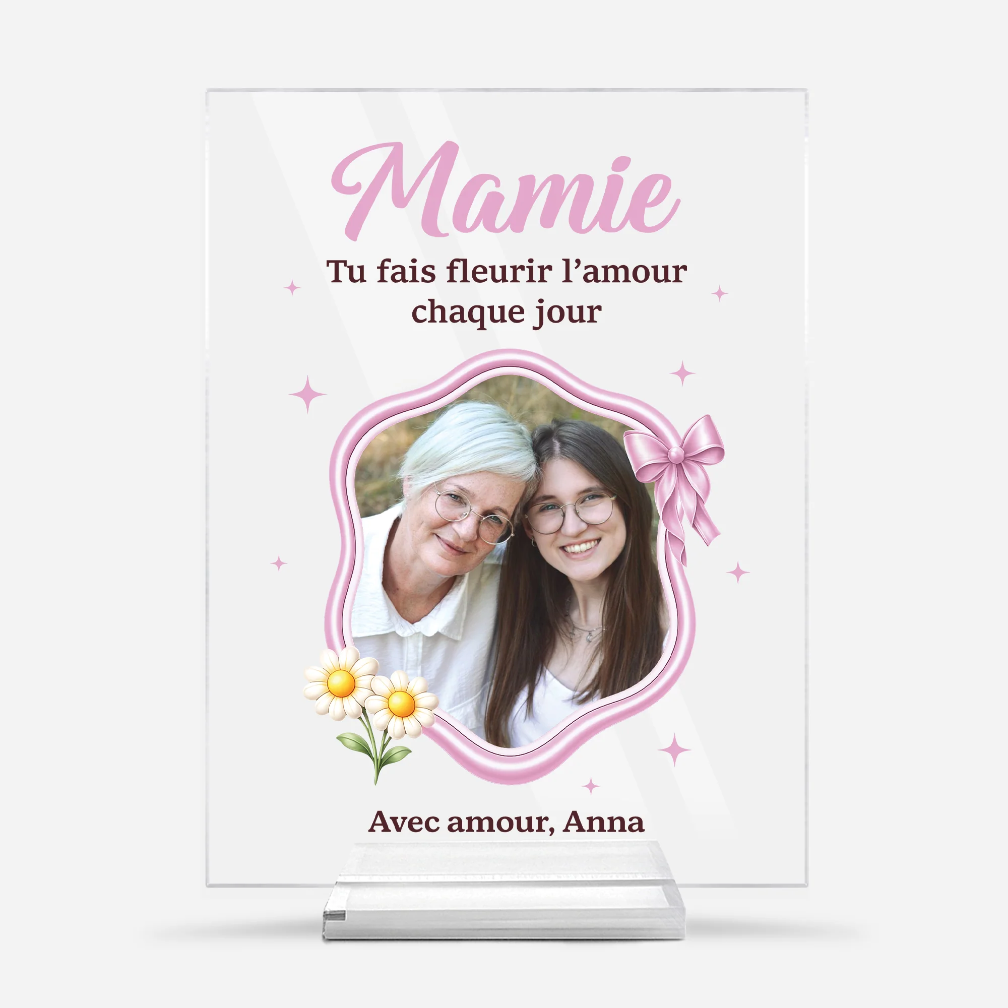 Plaque En Acrylique Personnalisée Photo Avec Support - Amour De Maman Mamie