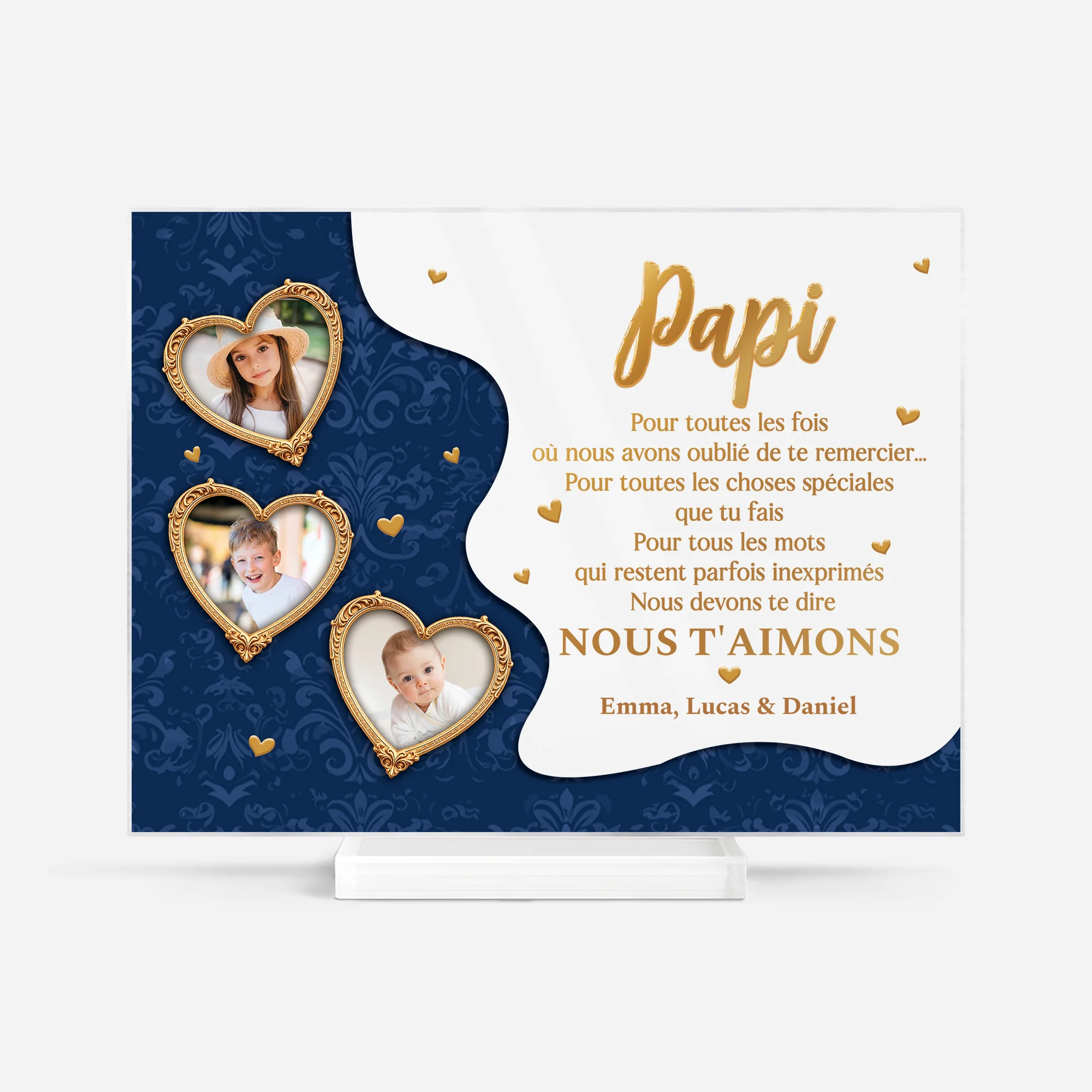 Plaque En Acrylique Personnalisée Photo Avec Support - Mamie Papy Je Dois Te Dire