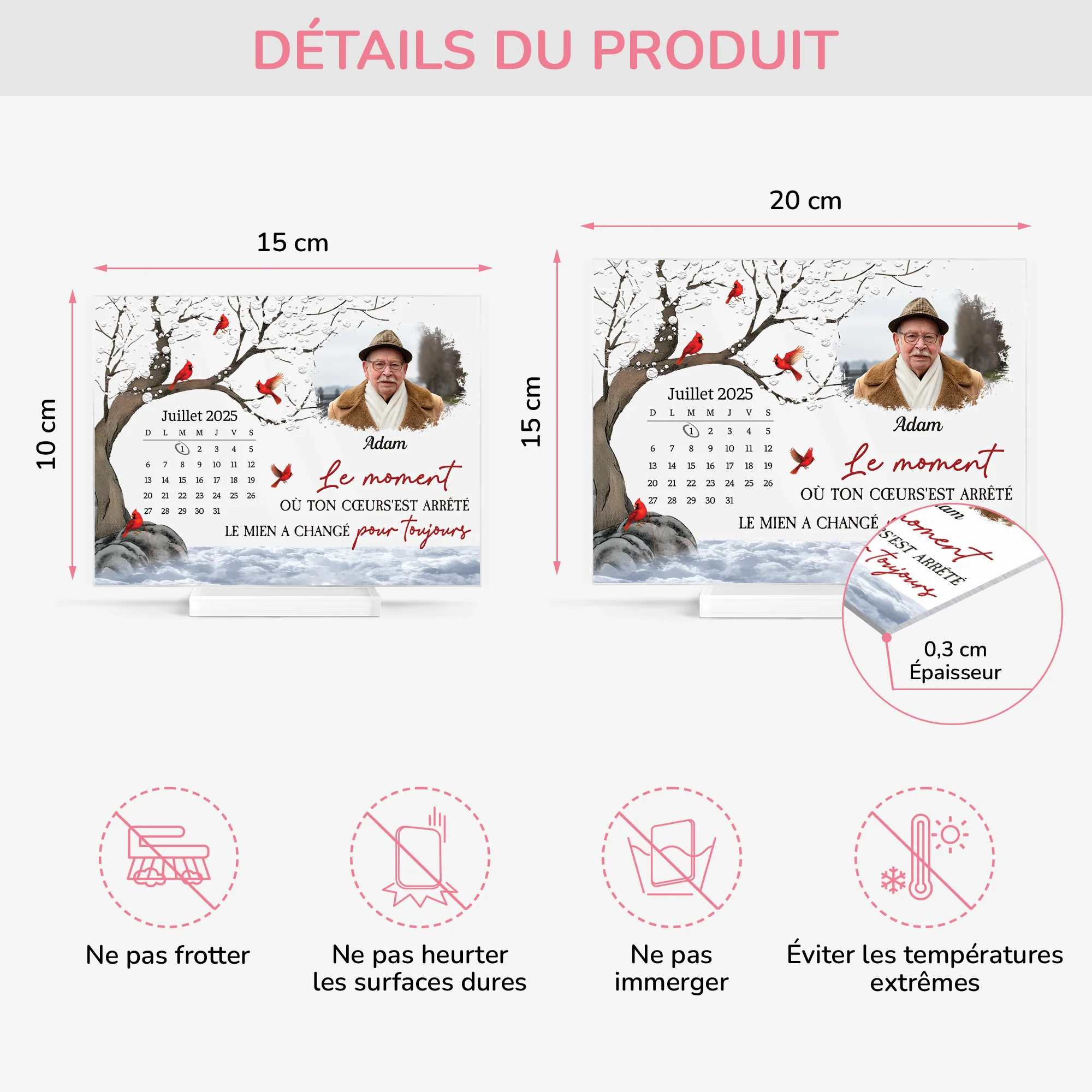 Plaque En Acrylique Personnalisée Photo Avec Support - Le Moment Où Ton Cœur S'Est Arrêté - Image 4