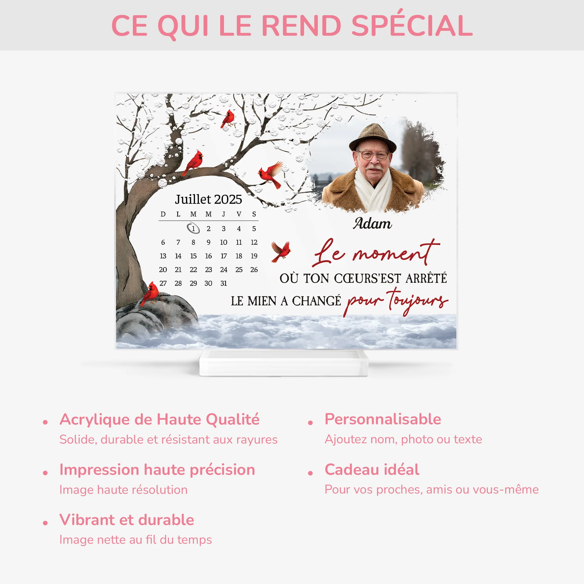 Plaque En Acrylique Personnalisée Photo Avec Support - Le Moment Où Ton Cœur S'Est Arrêté - Image 5