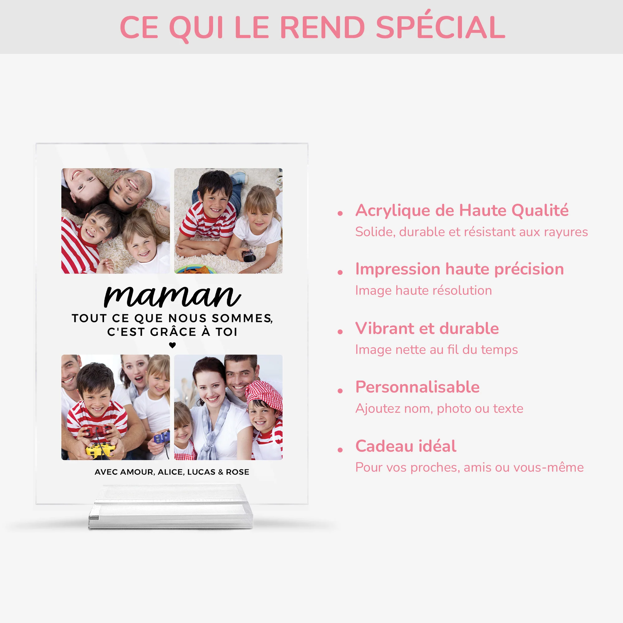 Plaque En Acrylique Personnalisée Maman Avec Photo - C'est Grâce À Toi - Image 5