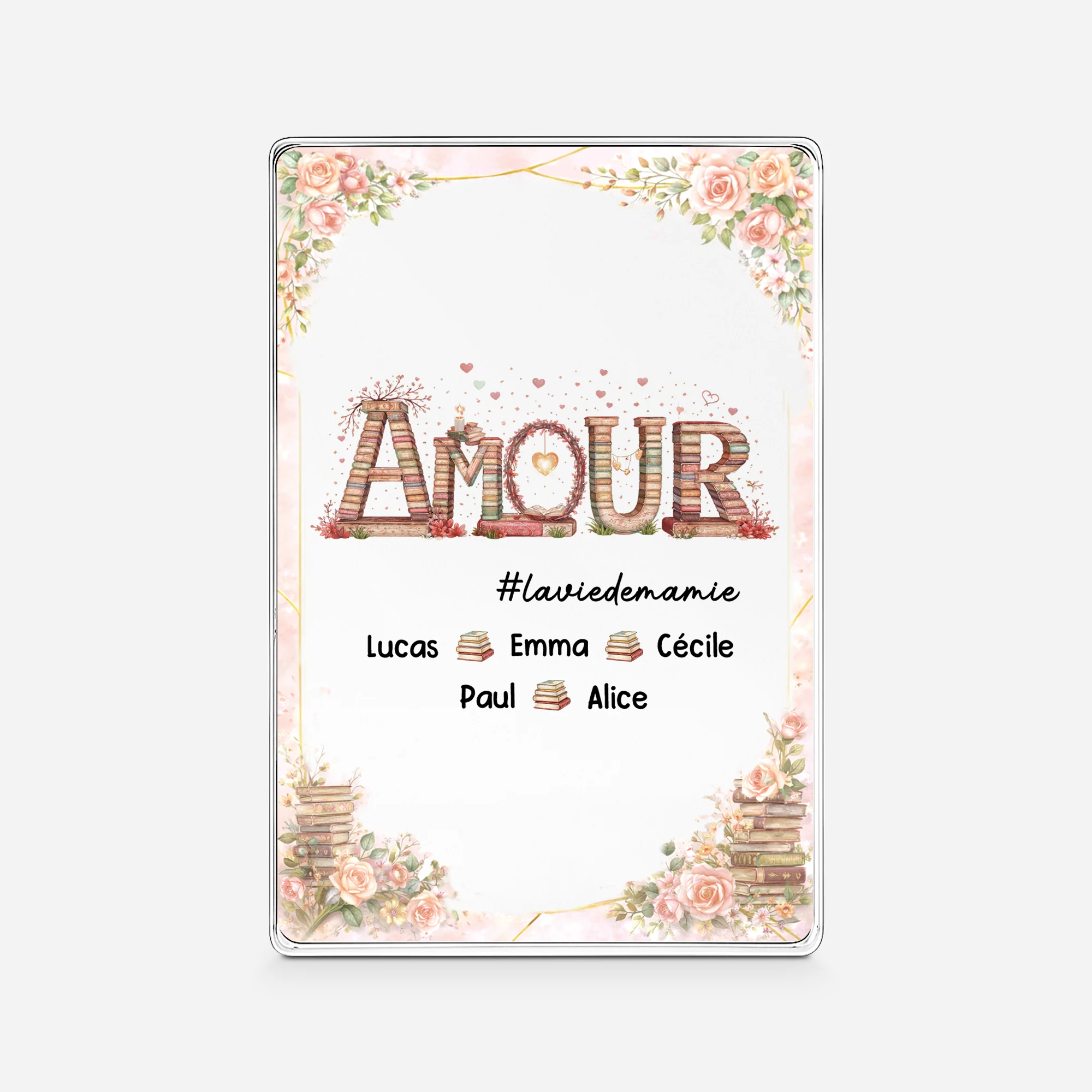 Plaque En Acrylique Personnalisée Rectangulaire - Amour Pour Maman Mamie