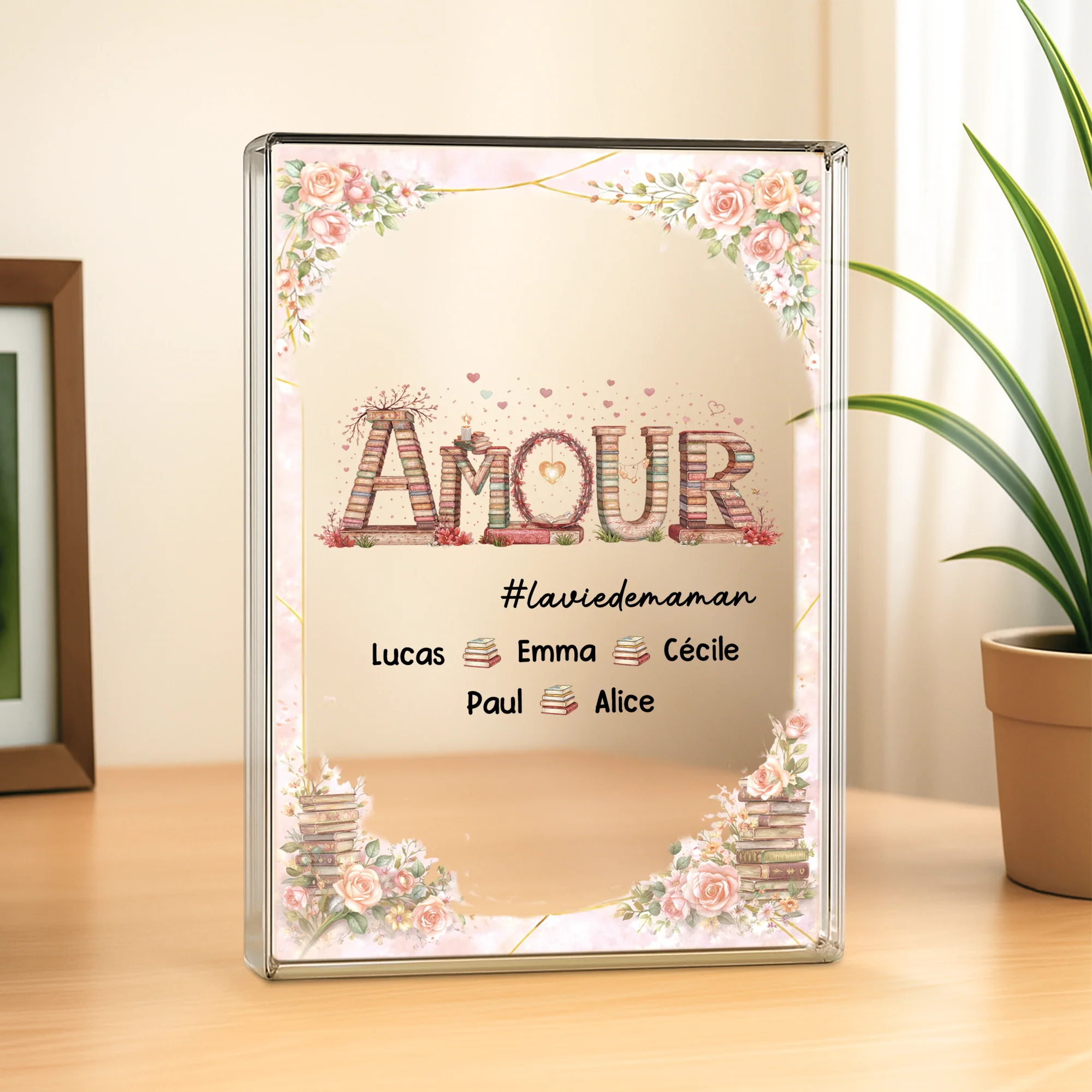 Plaque En Acrylique Personnalisée Rectangulaire - Amour Pour Maman Mamie - Image 2