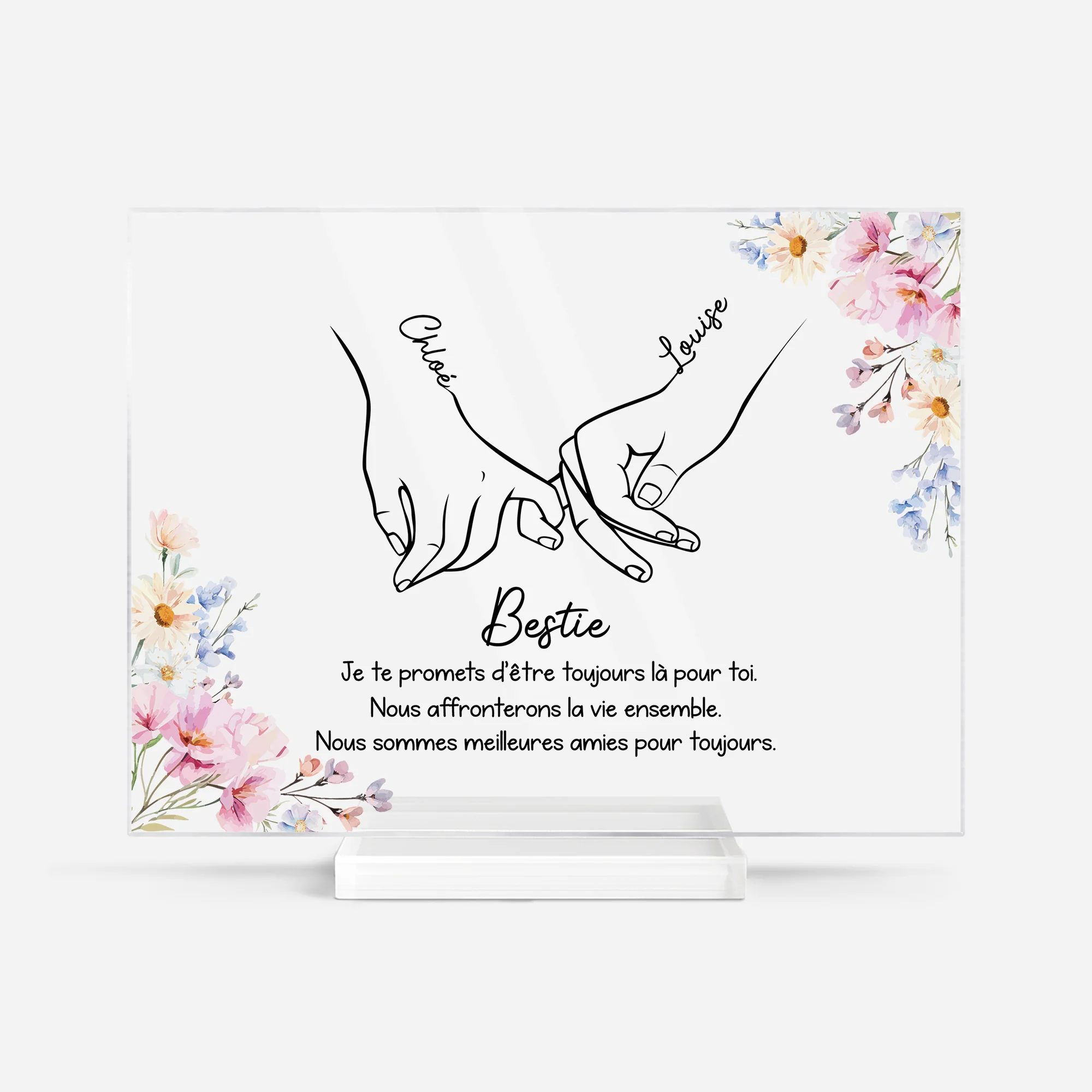 Plaque Acrylique Personnalisée Rectangulaire Avec Support Meilleure Amie - Bestie