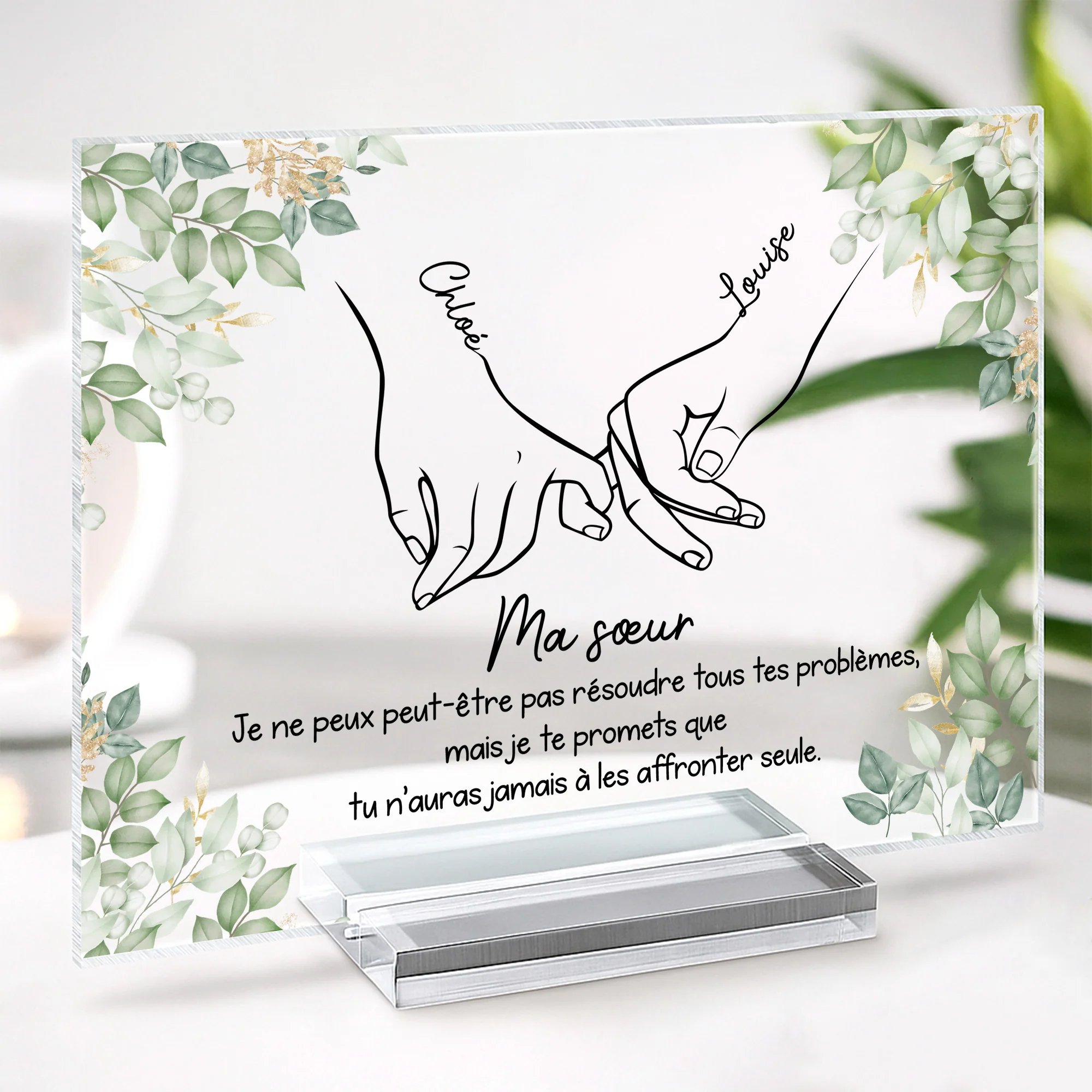 Plaque Acrylique Personnalisée Rectangulaire Avec Support Meilleure Amie - Bestie - Image 2