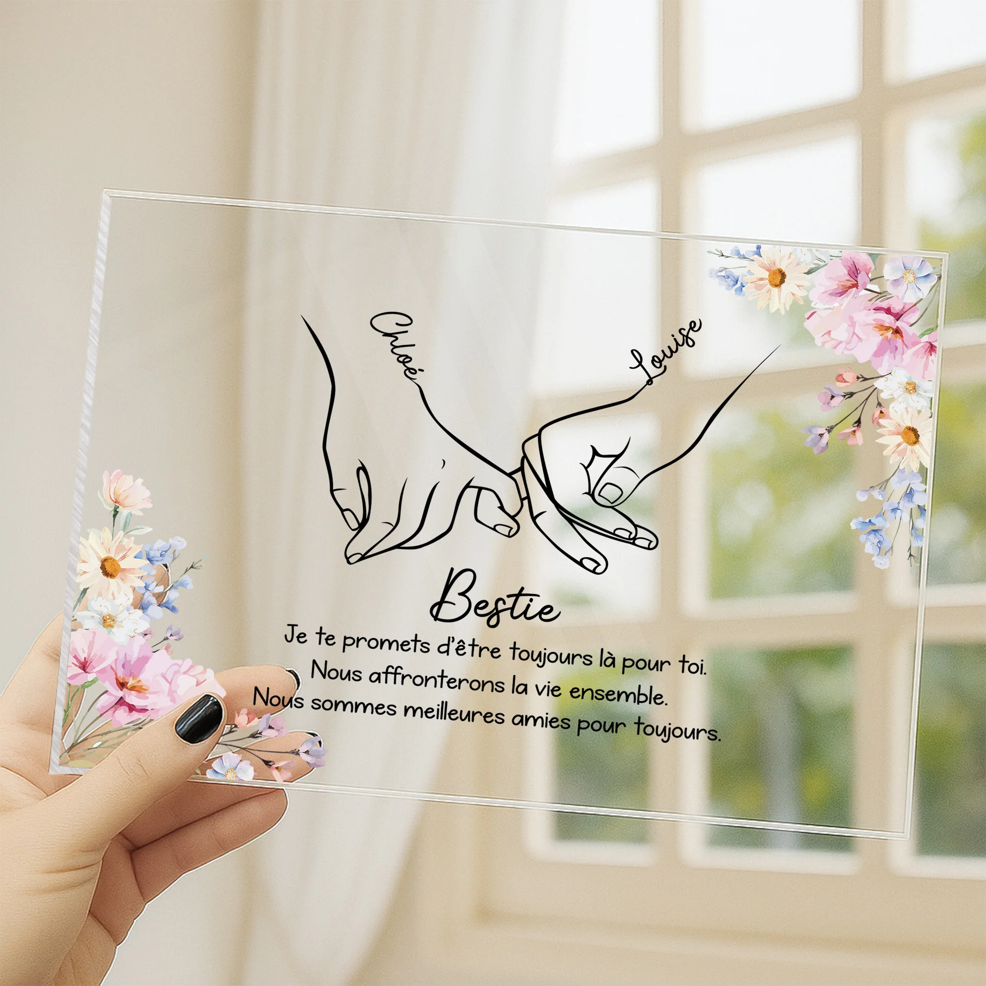 Plaque Acrylique Personnalisée Rectangulaire Avec Support Meilleure Amie - Bestie - Image 3