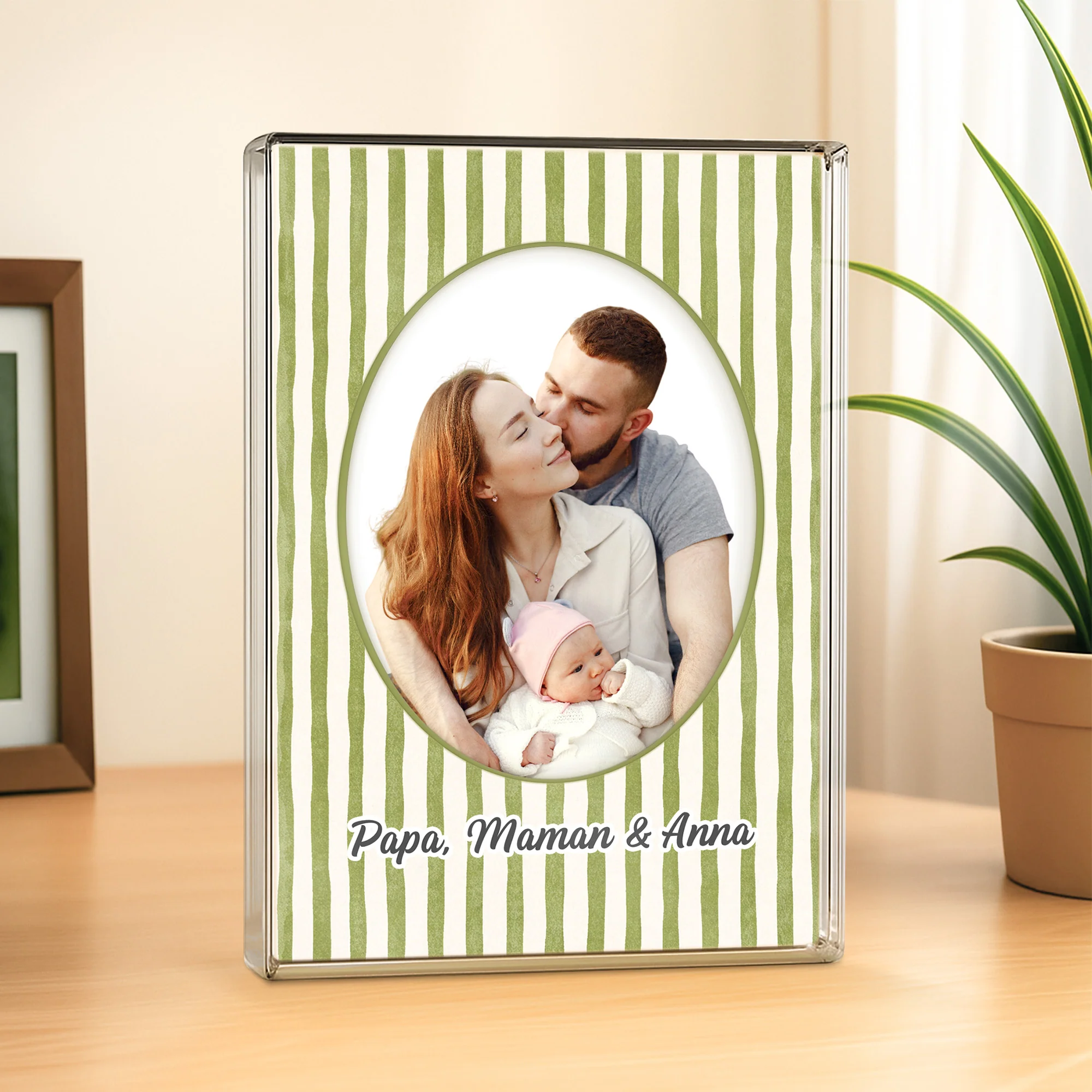 Plaque En Acrylique Rectangulaire Personnalisée Avec Photo - Maman Papa Je T'aime - Image 2