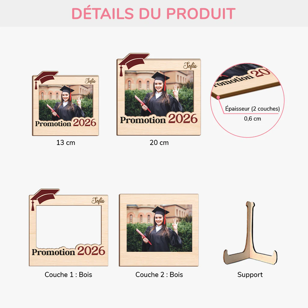 Plaque En Bois Personnalisable Avec Photo - Cadeau Pour Diplôme Universitaire - Image 3