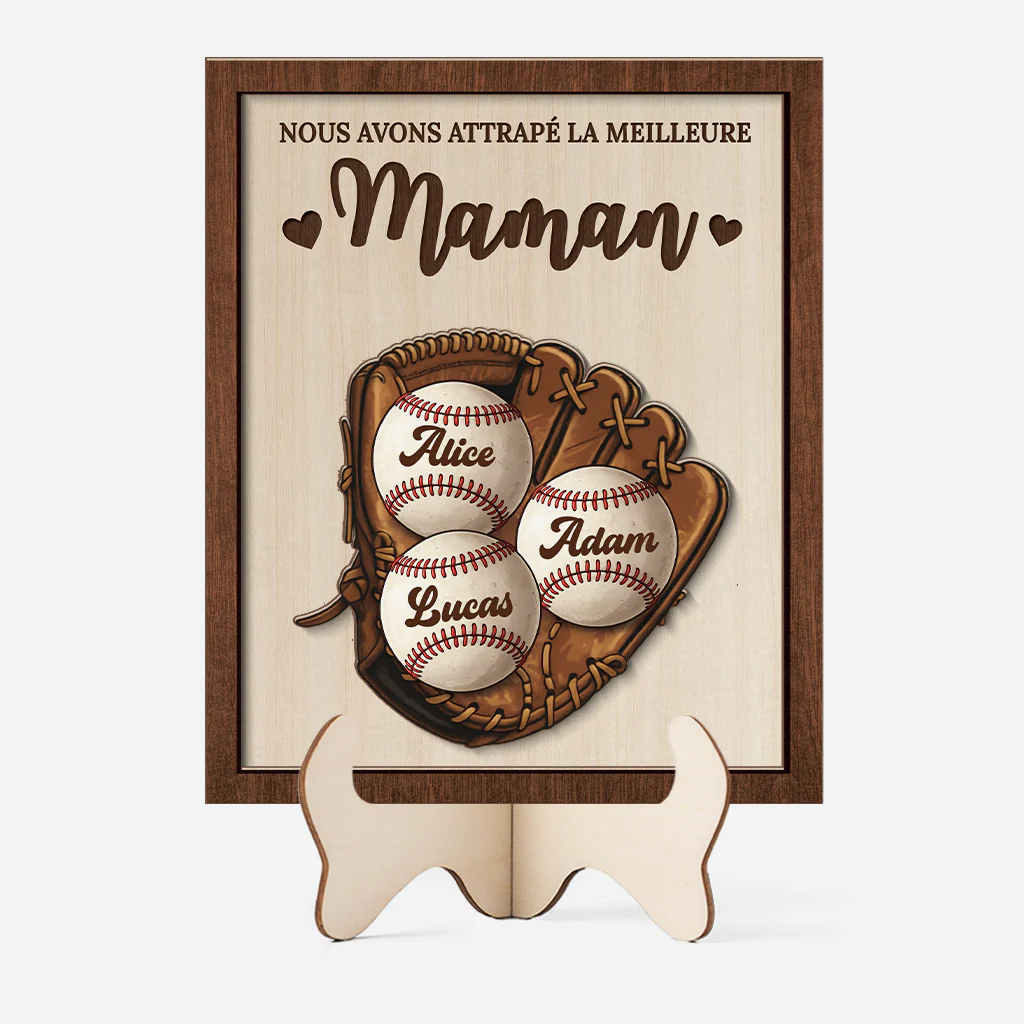 Plaque En Bois Personnalisable - J’ai Attrapé La Meilleure Maman Papa