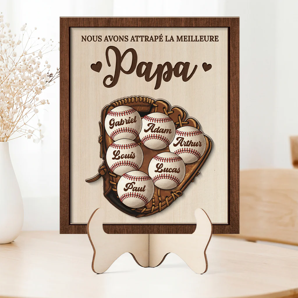 Plaque En Bois Personnalisable - J’ai Attrapé La Meilleure Maman Papa - Image 2