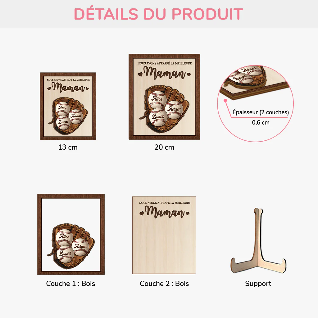 Plaque En Bois Personnalisable - J’ai Attrapé La Meilleure Maman Papa - Image 3