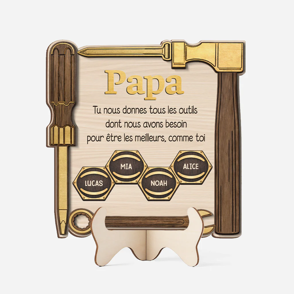 Plaque En Bois Personnalisable - Papa Papy Donne Tous Les Outils