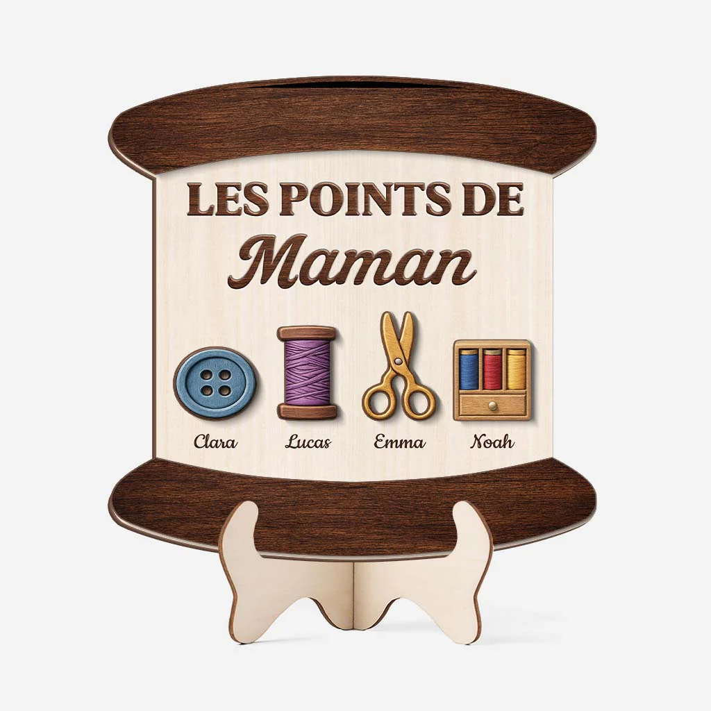 Plaque En Bois Personnalisable - Points De Couture De Maman Mamie