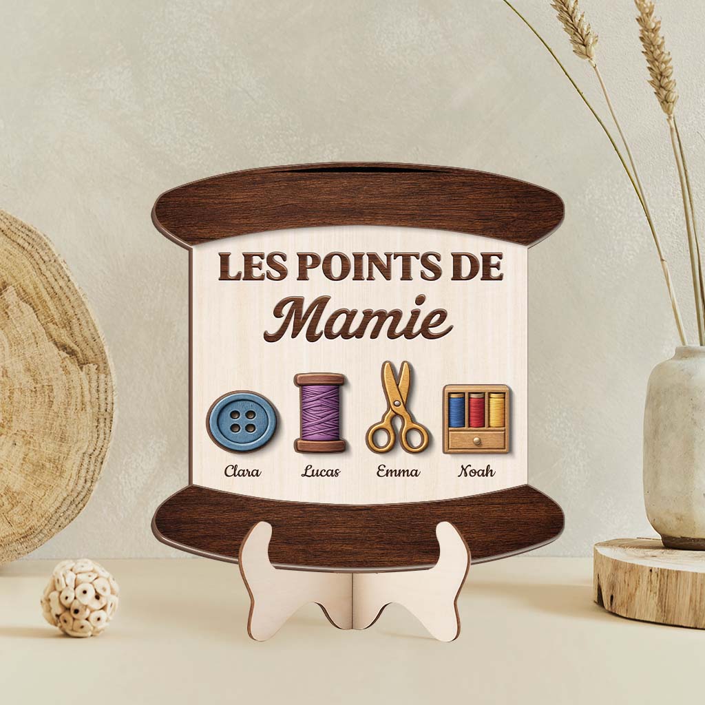 Plaque En Bois Personnalisable - Points De Couture De Maman Mamie - Image 2
