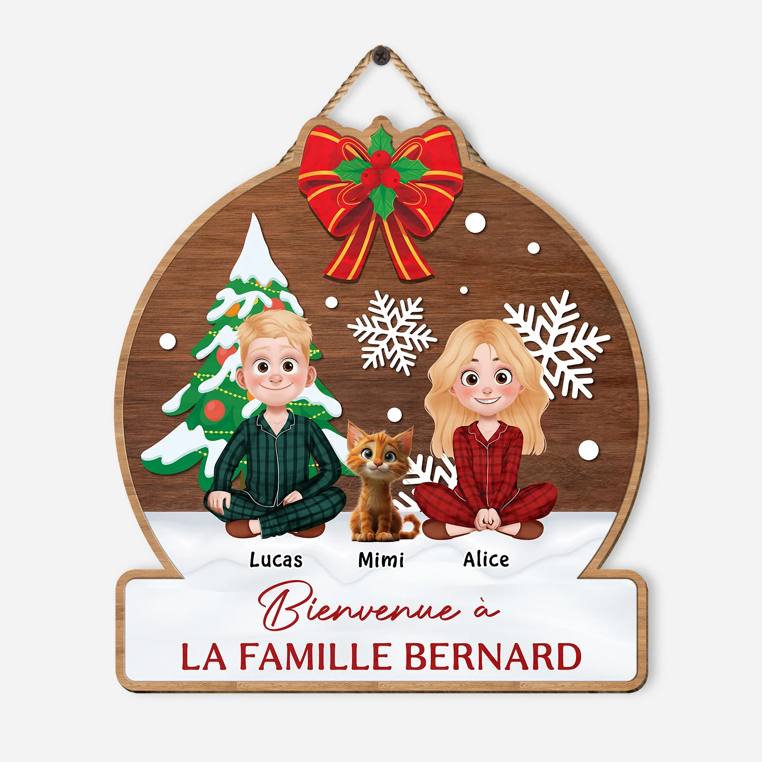 Plaque En Bois Personnalisé Couple Avec Chat - Bienvenue À Notre Famille