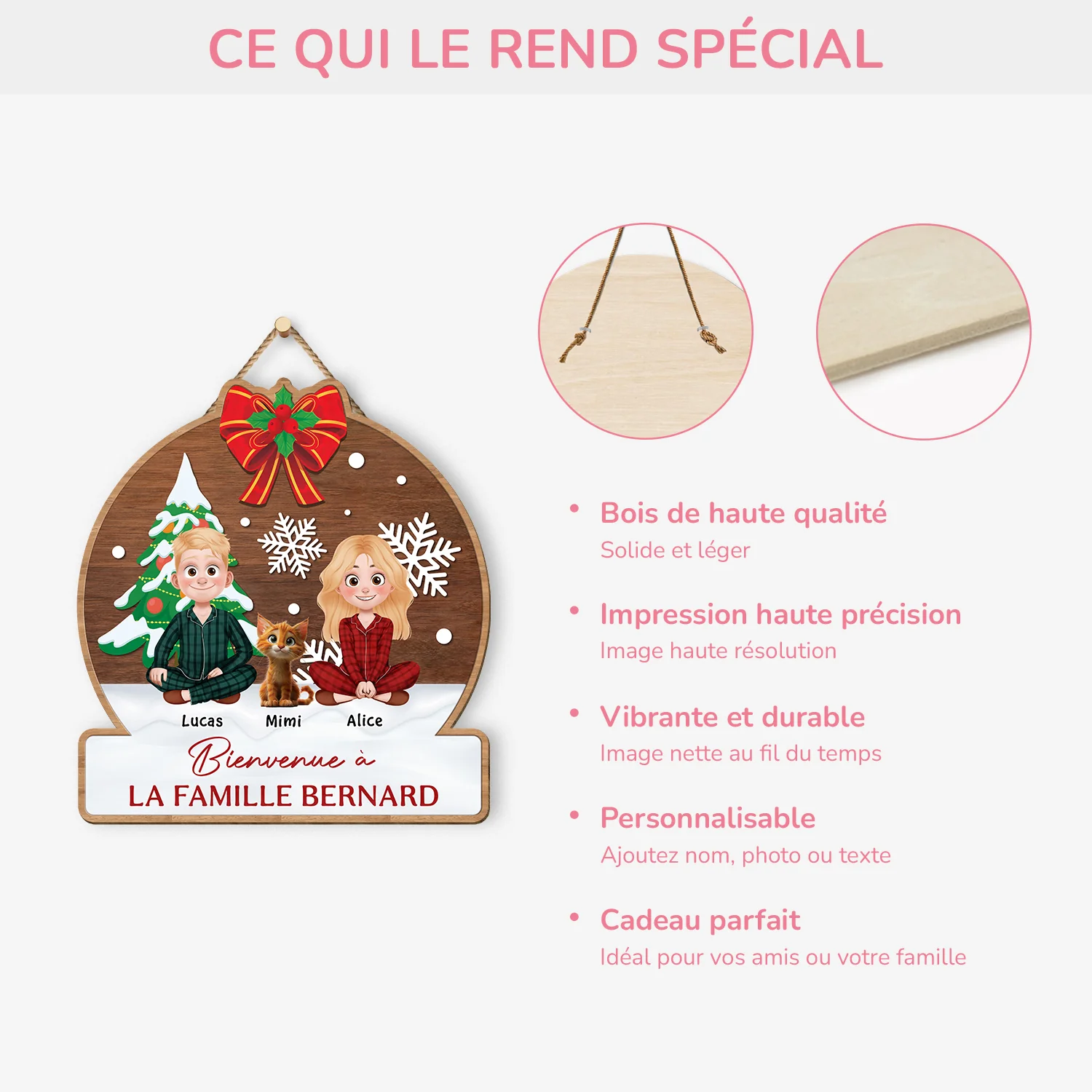 Plaque En Bois Personnalisé Couple Avec Chat - Bienvenue À Notre Famille - Image 3