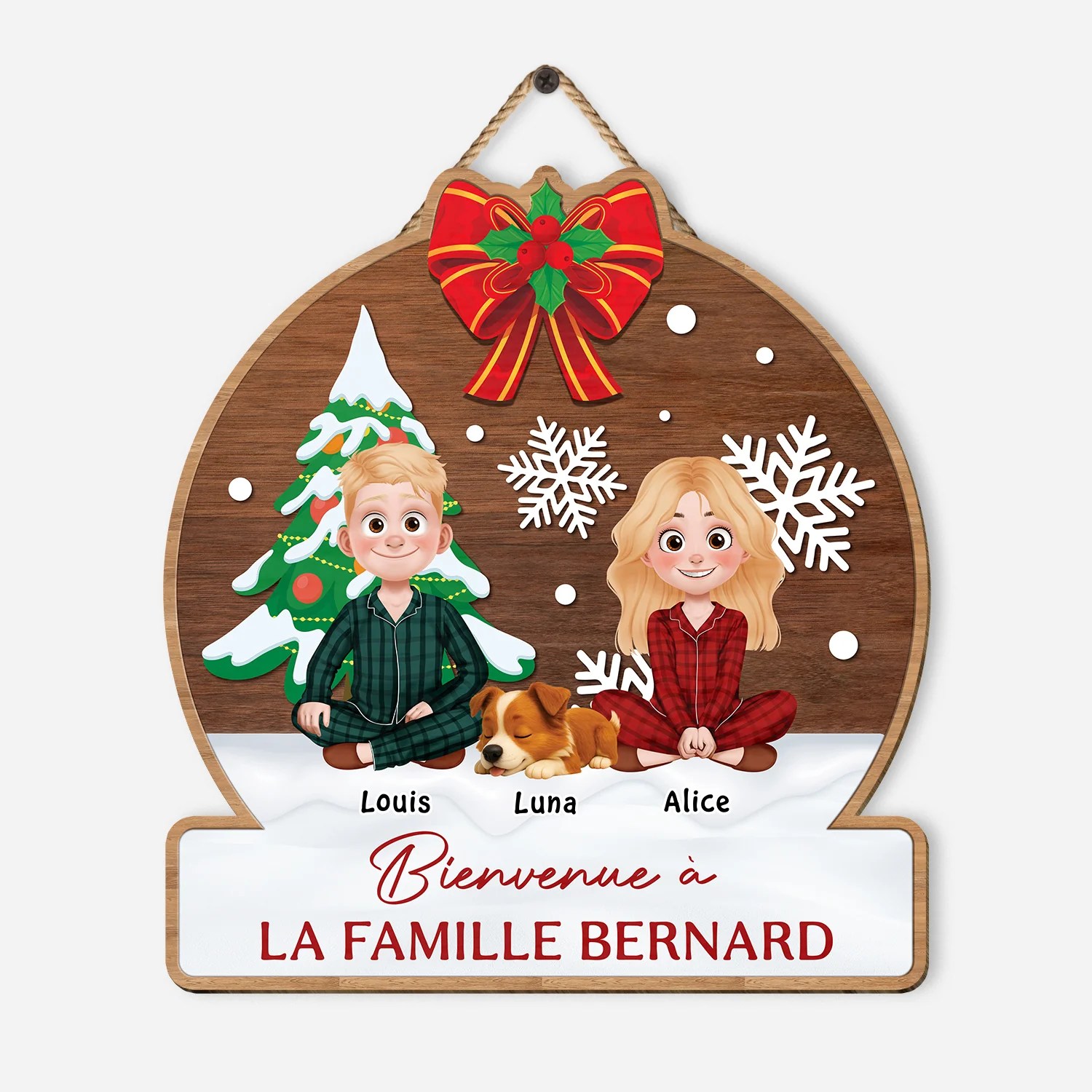 Plaque En Bois Personnalisé Couple Avec Chien - Bienvenue À Notre Famille