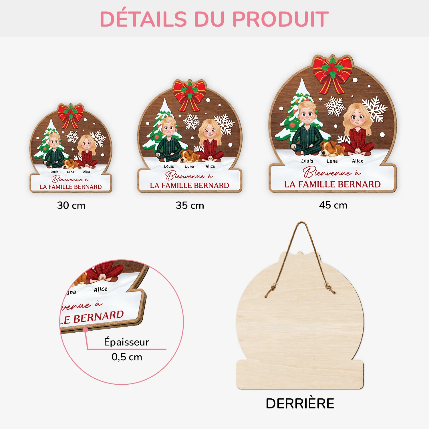Plaque En Bois Personnalisé Couple Avec Chien - Bienvenue À Notre Famille - Image 3