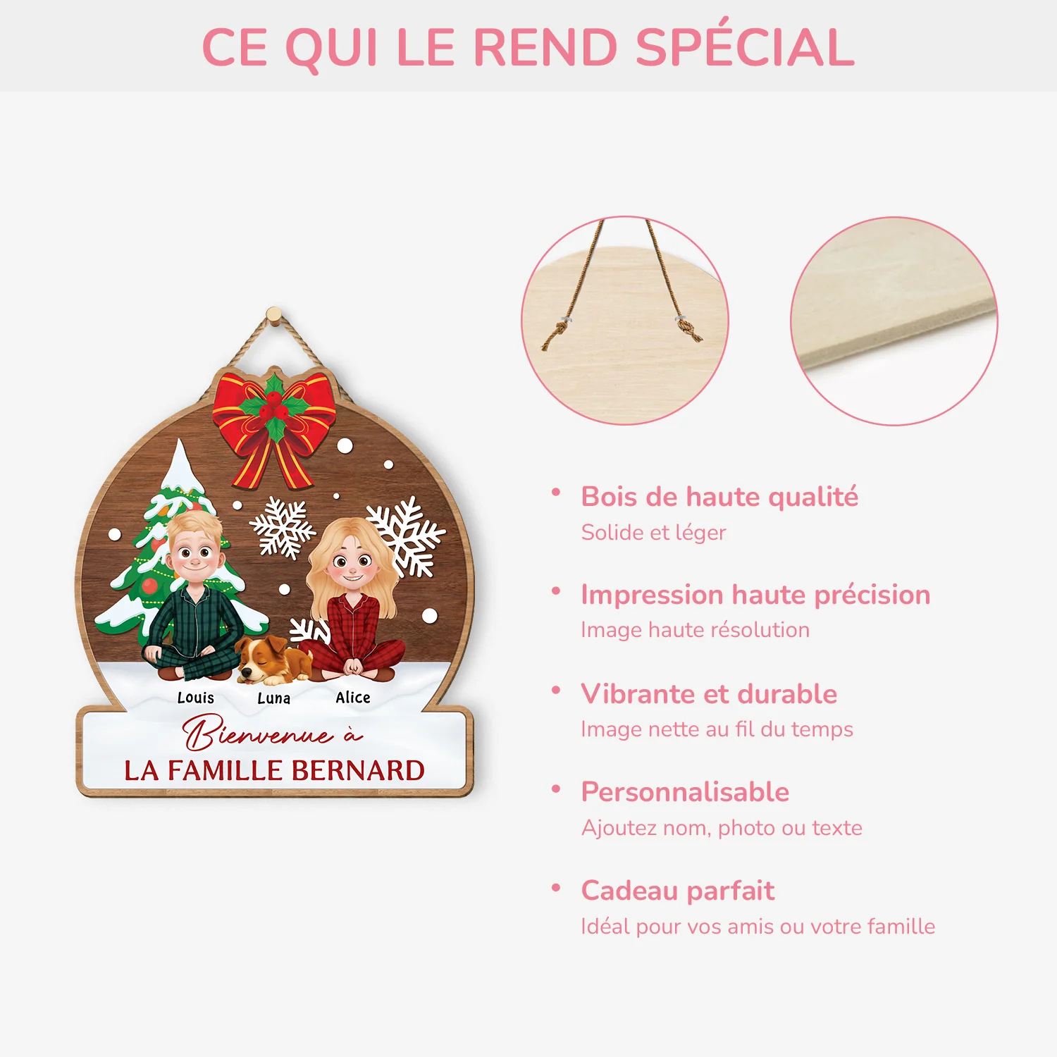 Plaque En Bois Personnalisé Couple Avec Chien - Bienvenue À Notre Famille - Image 4