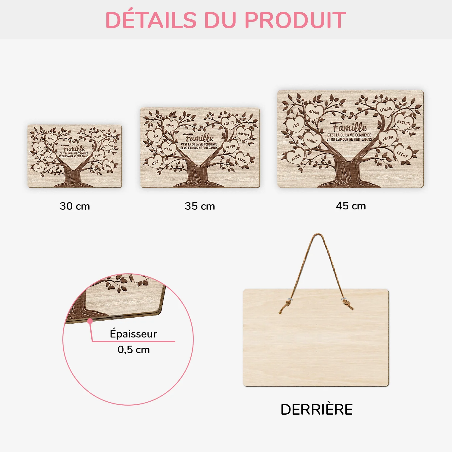 Plaque En Bois Arbre De Vie Personnalisé À Suspendre - L'Arbre Familia - Image 3