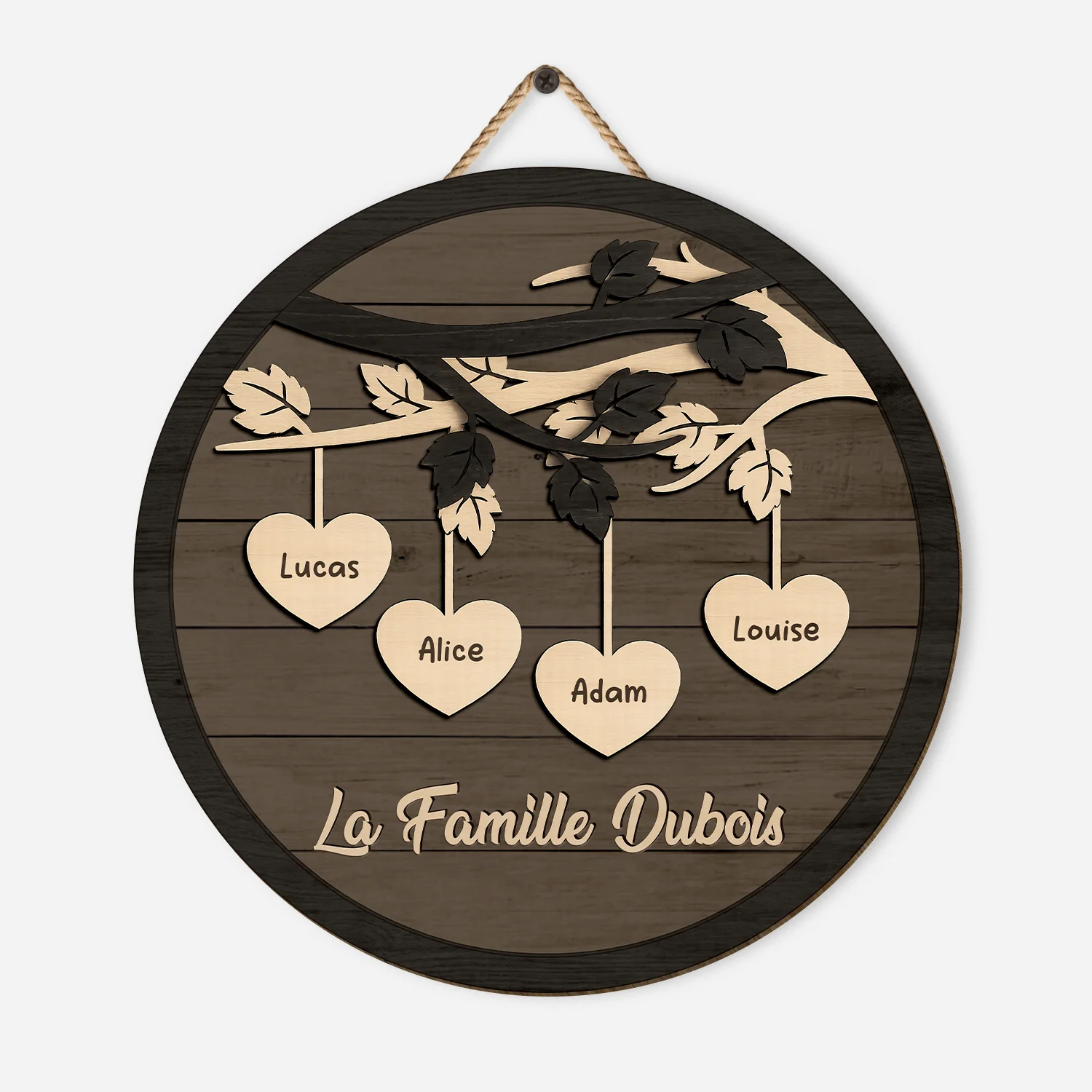Plaque En Bois Personnalisée À Suspendre - Arbre De Notre Famille