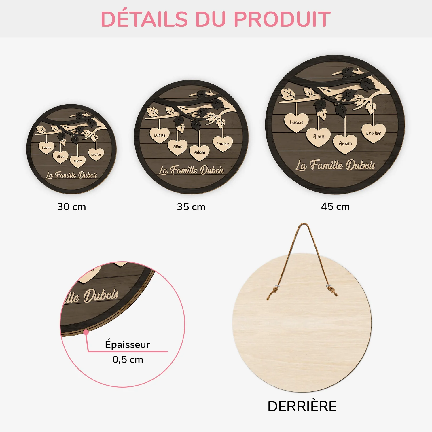 Plaque En Bois Personnalisée À Suspendre - Arbre De Notre Famille - Image 3