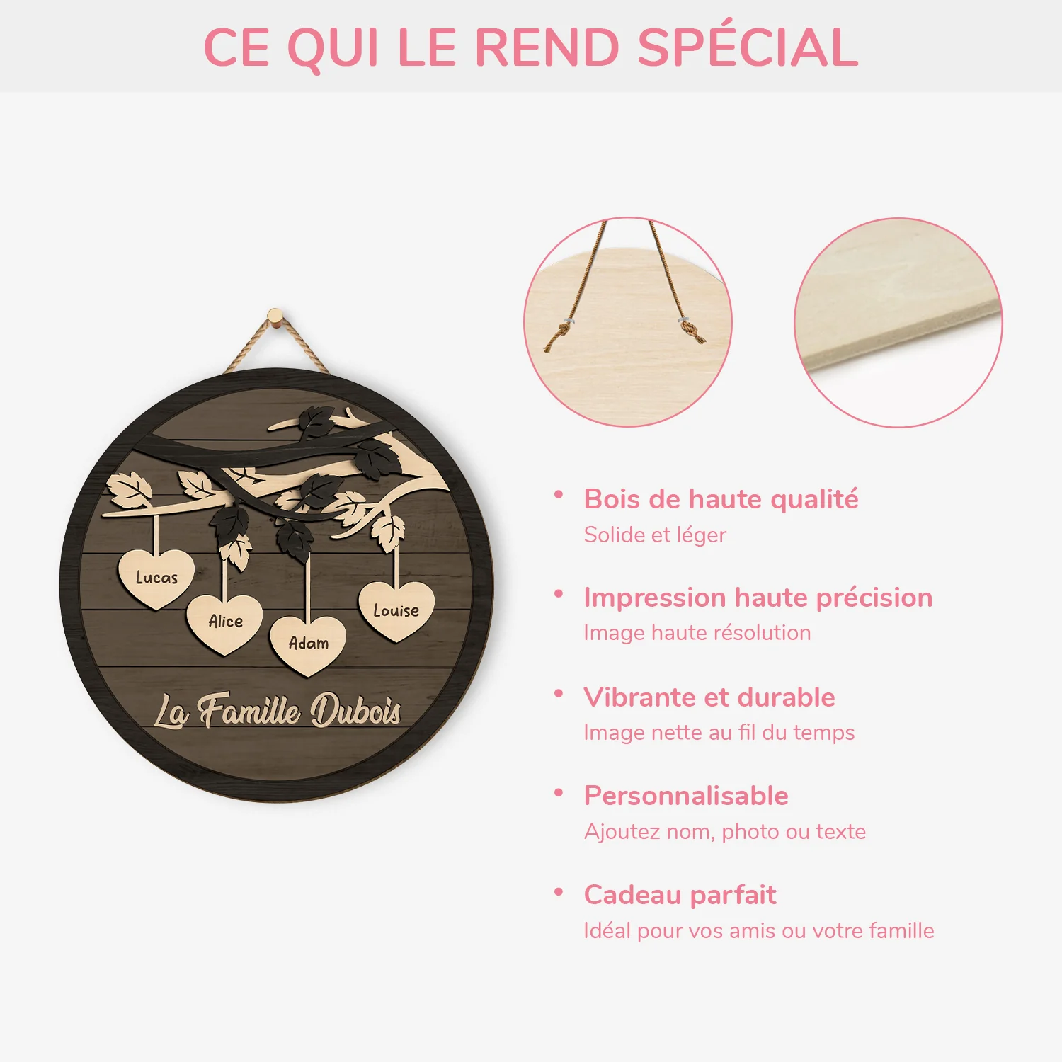 Plaque En Bois Personnalisée À Suspendre - Arbre De Notre Famille - Image 4