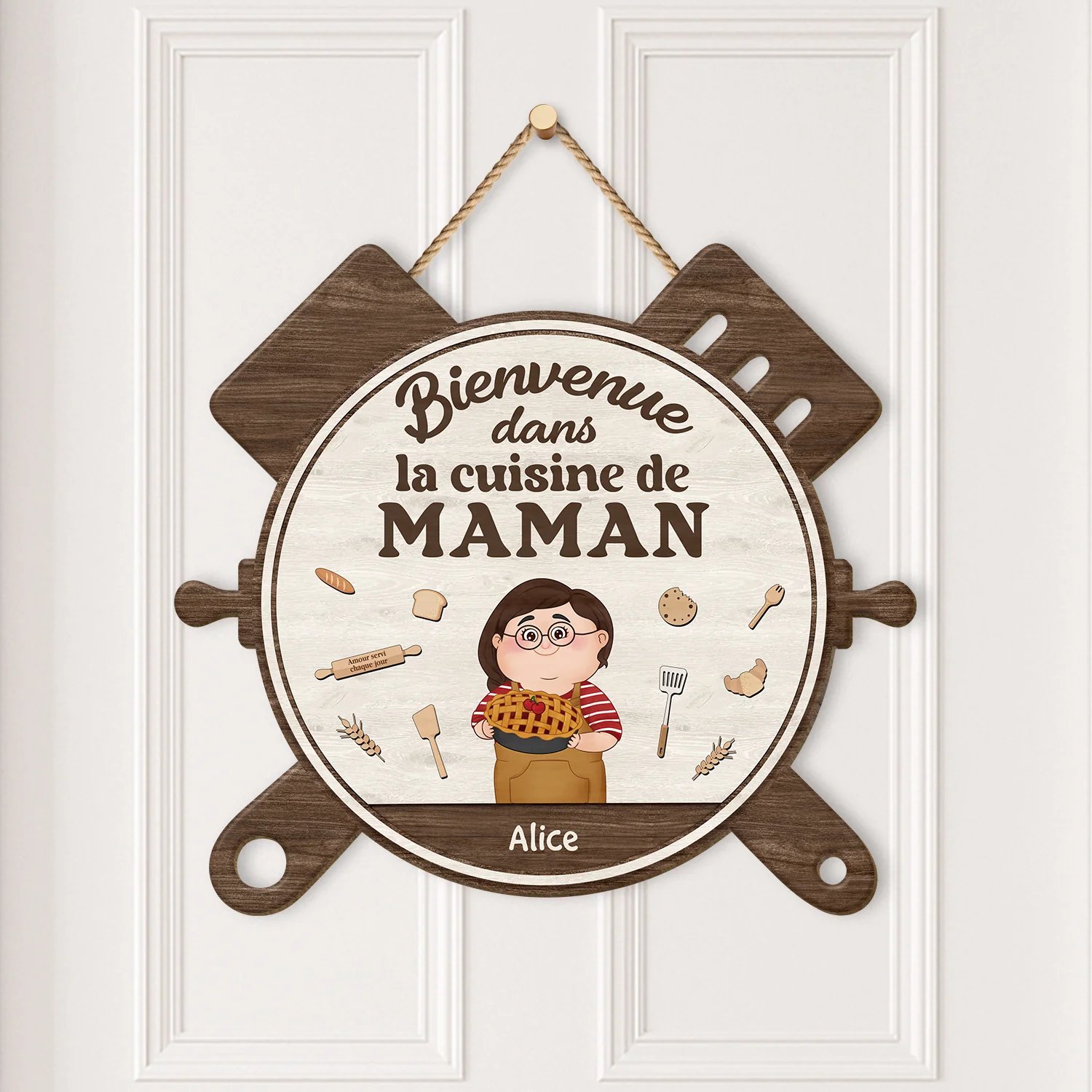 Plaque en Bois Personnalisée - Bienvenue Dans La Cuisine De Mamie - Image 2