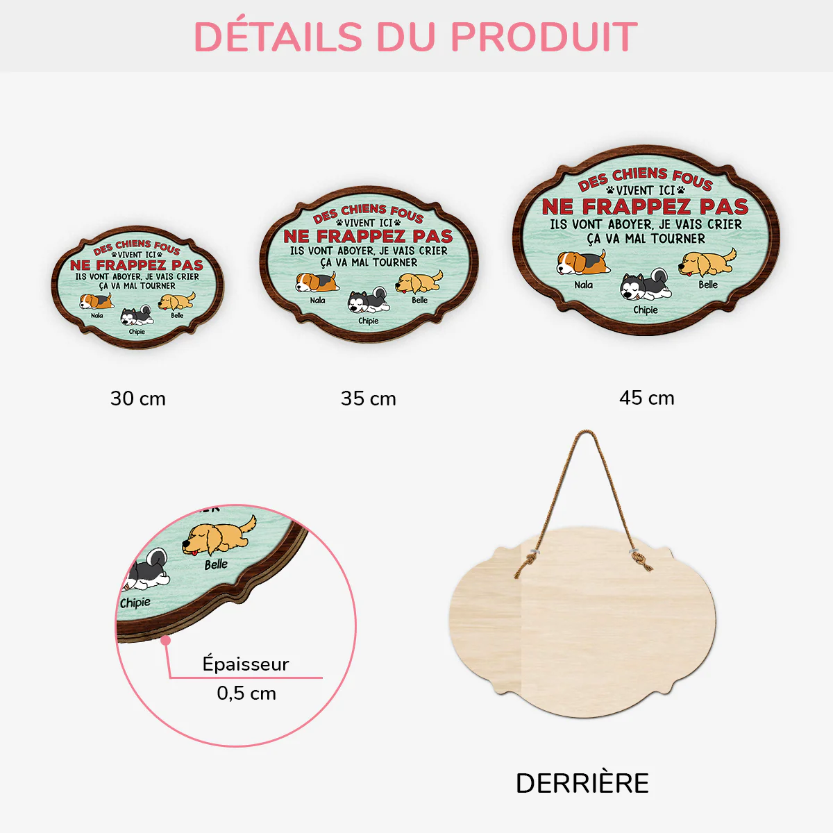 Plaque En Bois Personnalisée À Suspendre - Chiens Fous Vivent Ici - Image 3