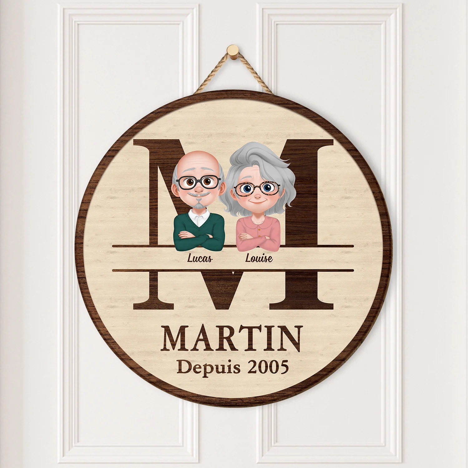 Plaque En Bois Personnalisée À Suspendre Famille Depuis - Design Cartoon - Image 2